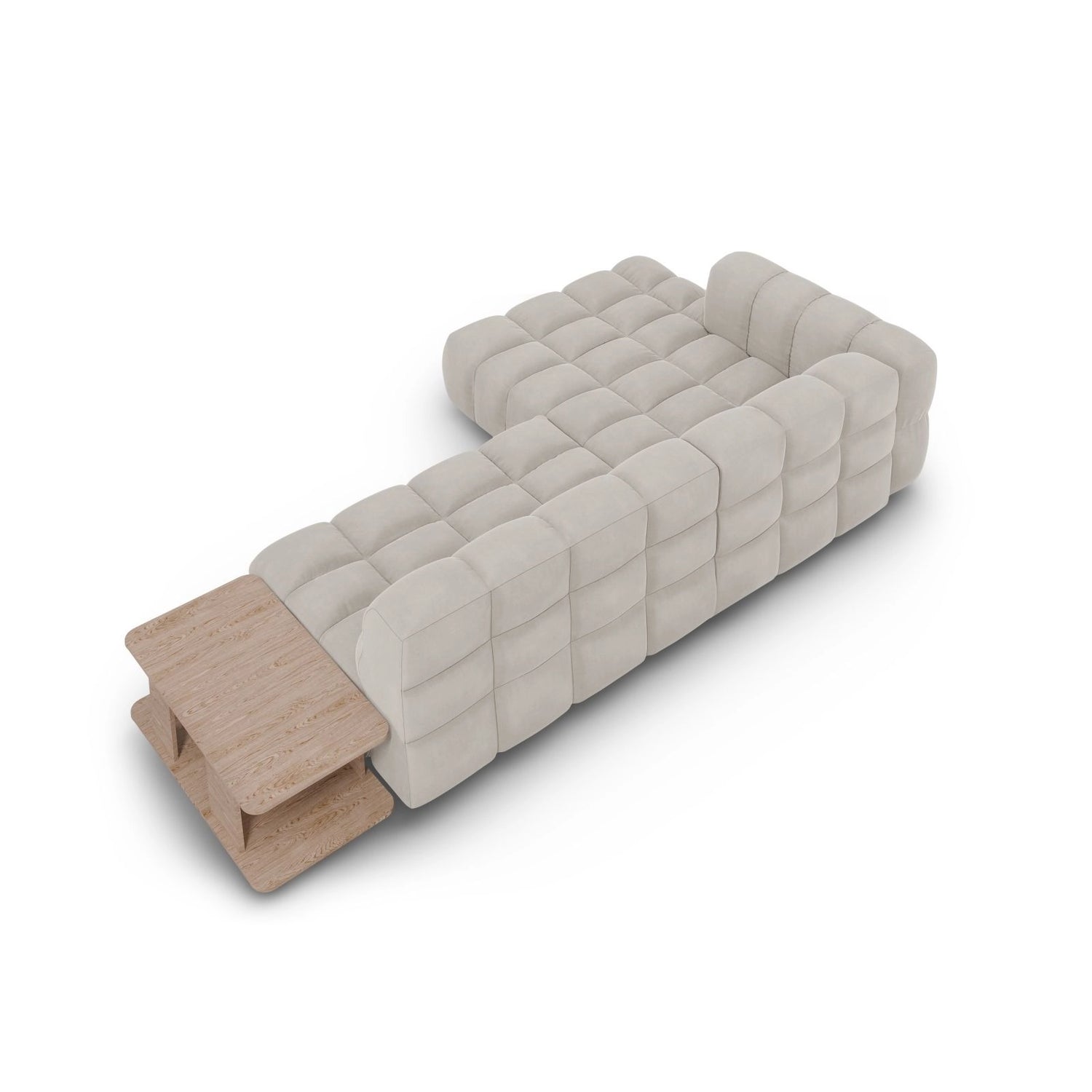 Sky Modulares 4-Sitzer Ecksofa, Linke Seite, aus Samt in Leichtes Beige (Casino Pearl), 297x162 cm von Cosmopolitan Design – Bild 5