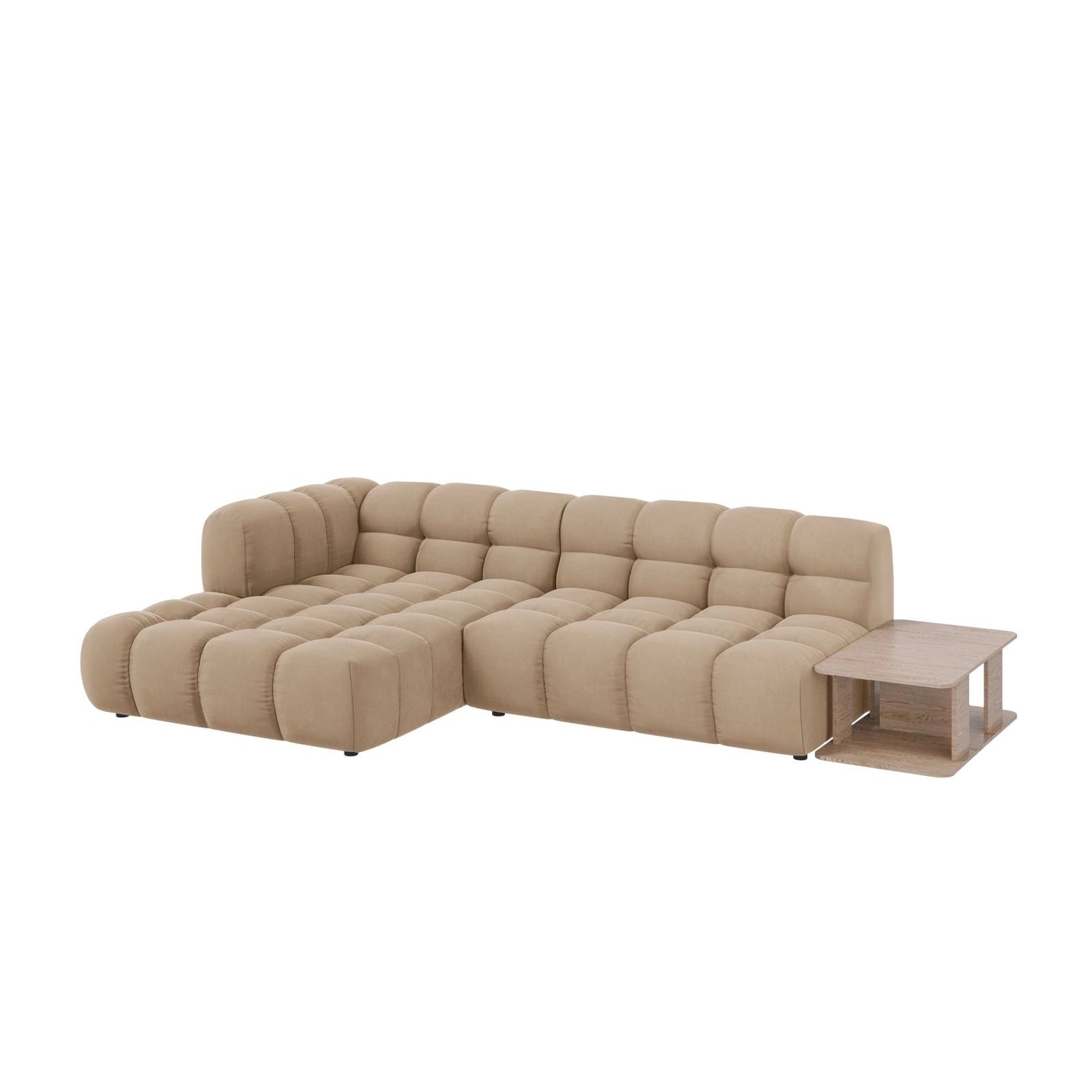 Sky Modulares 4-Sitzer Ecksofa, Linke Seite, aus Samt in Sand (Casino Lion), 297x162 cm von Cosmopolitan Design – Bild 3