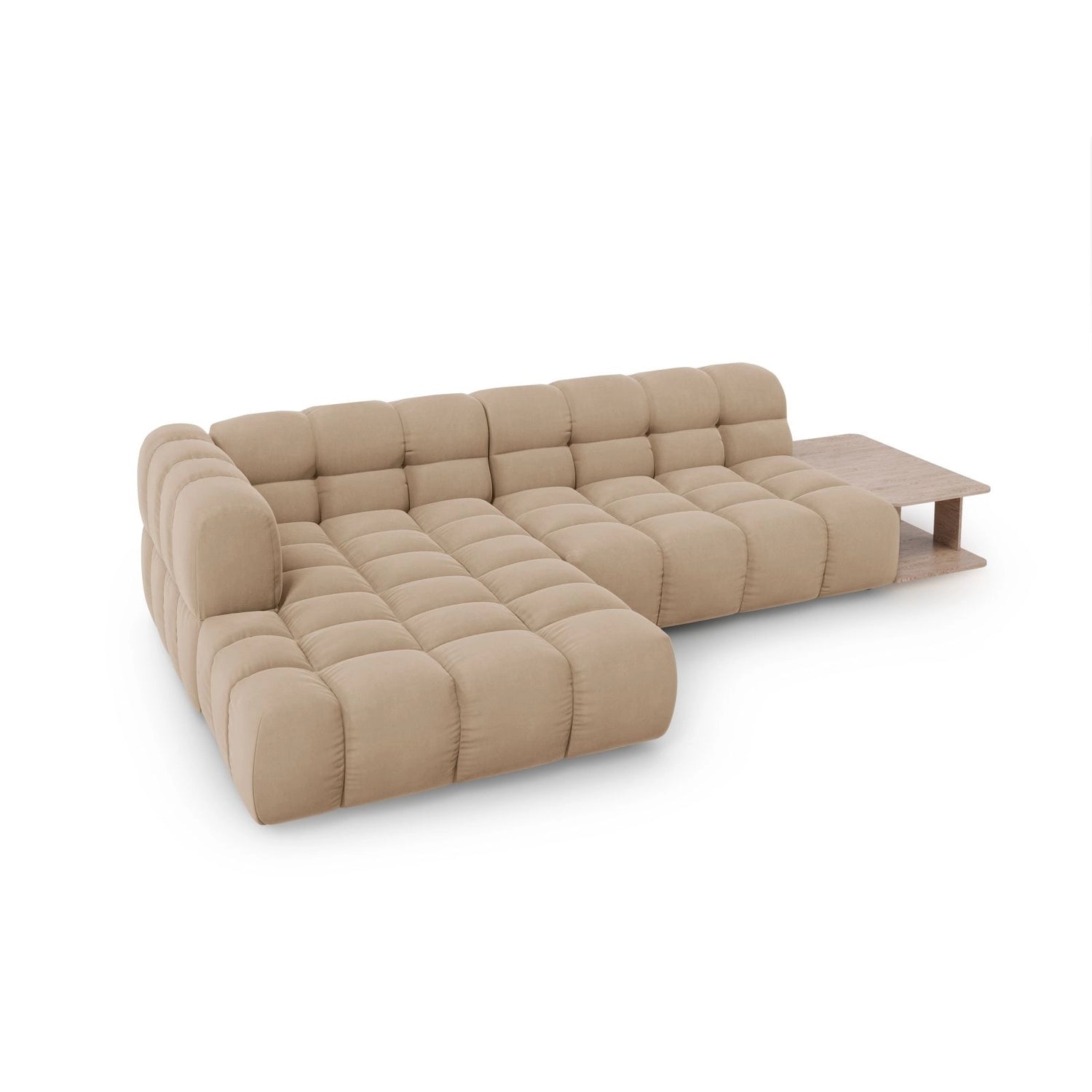 Sky Modulares 4-Sitzer Ecksofa, Linke Seite, aus Samt in Sand (Casino Lion), 297x162 cm von Cosmopolitan Design – Bild 4
