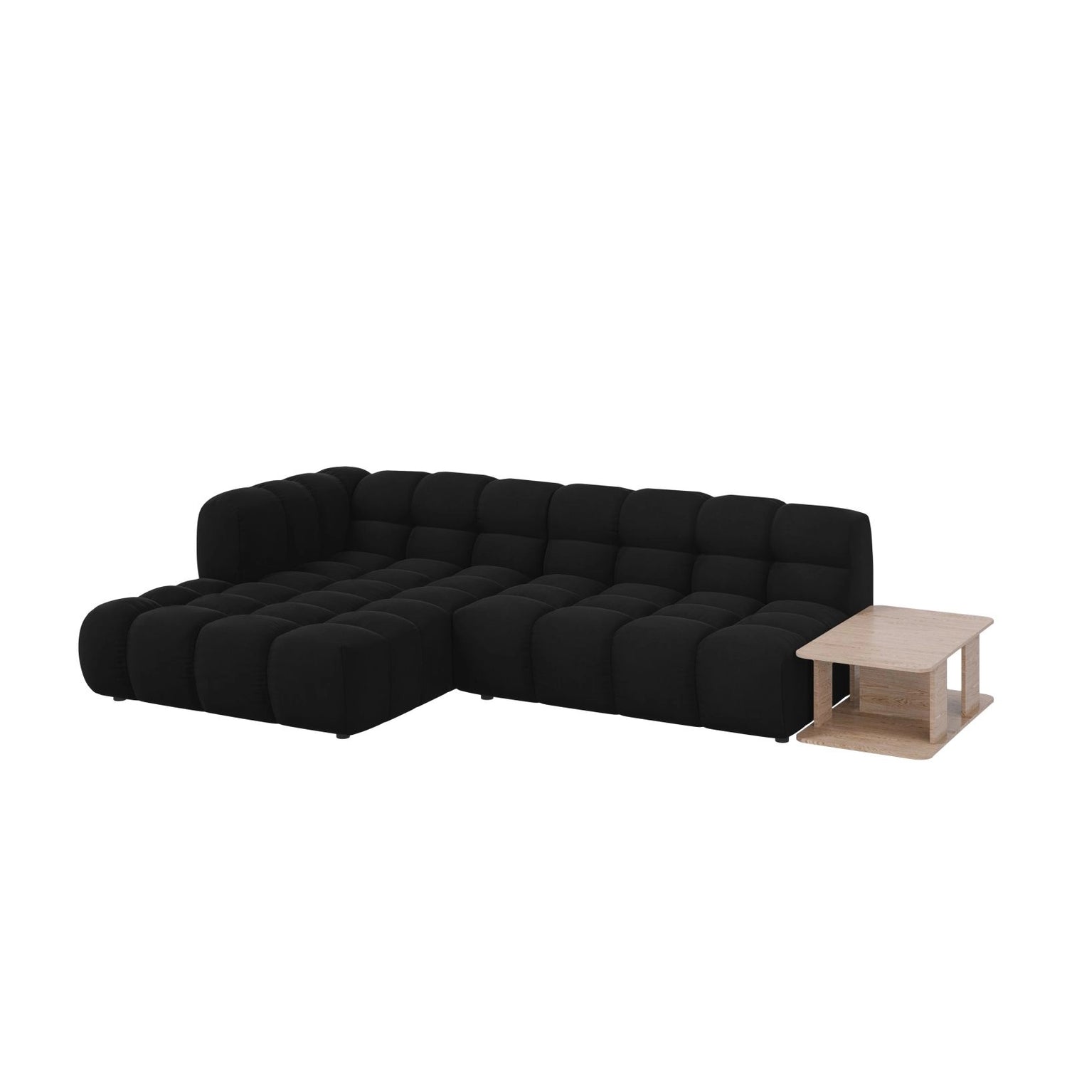 Sky Modulares 4-Sitzer Ecksofa, Linke Seite, aus Samt in Schwarz (Casino Black), 297x162 cm von Cosmopolitan Design – Bild 3