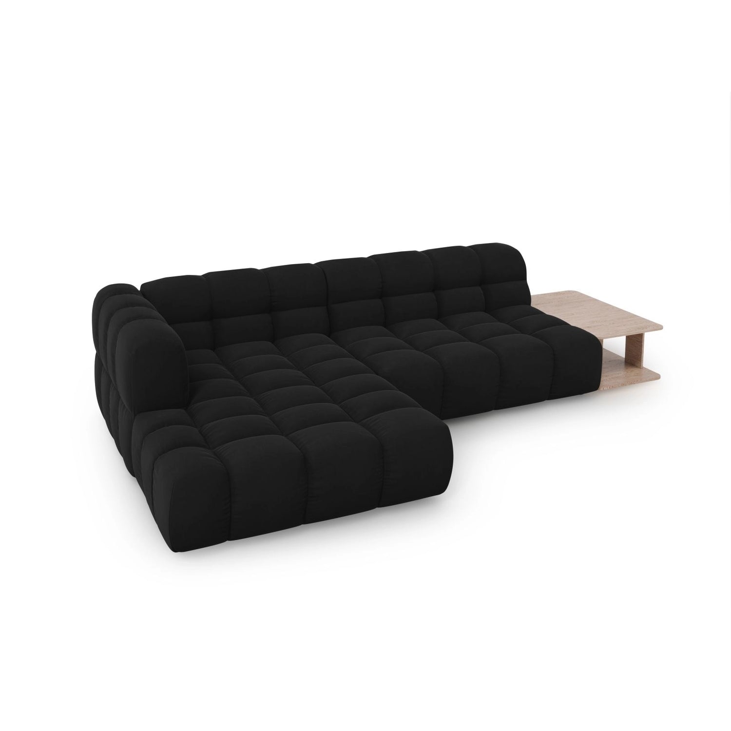 Sky Modulares 4-Sitzer Ecksofa, Linke Seite, aus Samt in Schwarz (Casino Black), 297x162 cm von Cosmopolitan Design – Bild 4