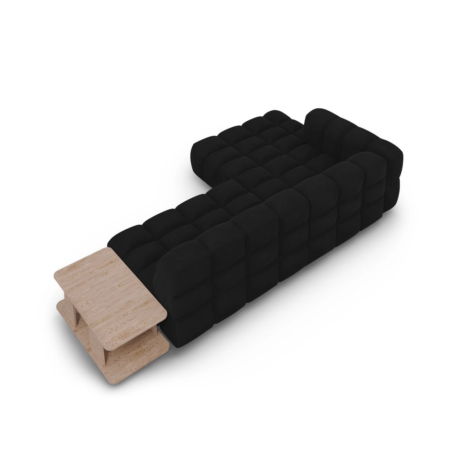 Sky Modulares 4-Sitzer Ecksofa, Linke Seite, aus Samt in Schwarz (Casino Black), 297x162 cm von Cosmopolitan Design – Bild 5