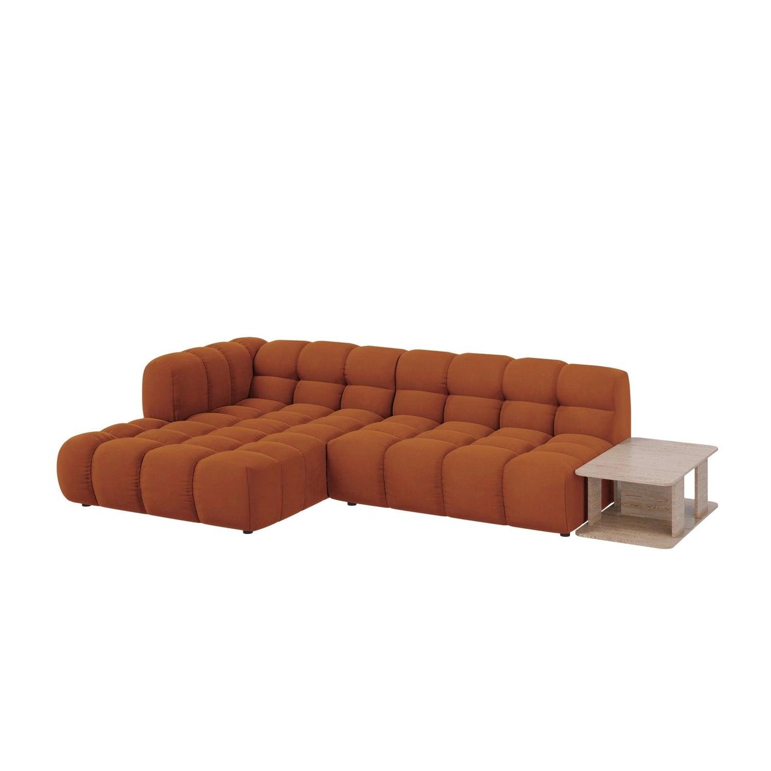 Sky Modulares 4-Sitzer Ecksofa, Linke Seite, aus Samt in Terrakotta (Casino Terracota), 297x162 cm von Cosmopolitan Design – Bild 3