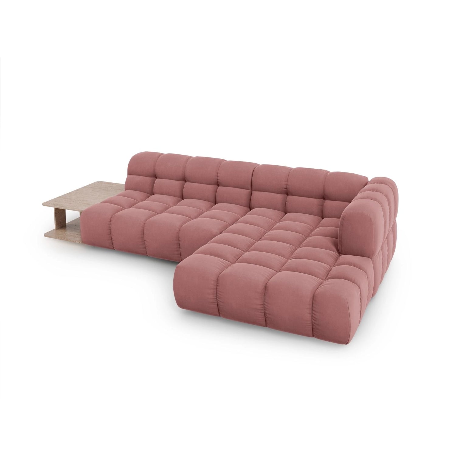 Sky Modulares 4-Sitzer Ecksofa, Rechte Seite, aus Samt in Flamingo (Casino Salmon), 297x162 cm von Cosmopolitan Design – Bild 4