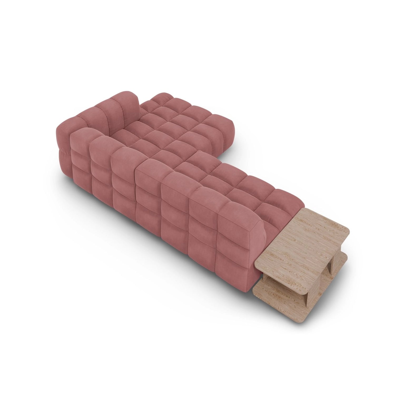 Sky Modulares 4-Sitzer Ecksofa, Rechte Seite, aus Samt in Flamingo (Casino Salmon), 297x162 cm von Cosmopolitan Design – Bild 5