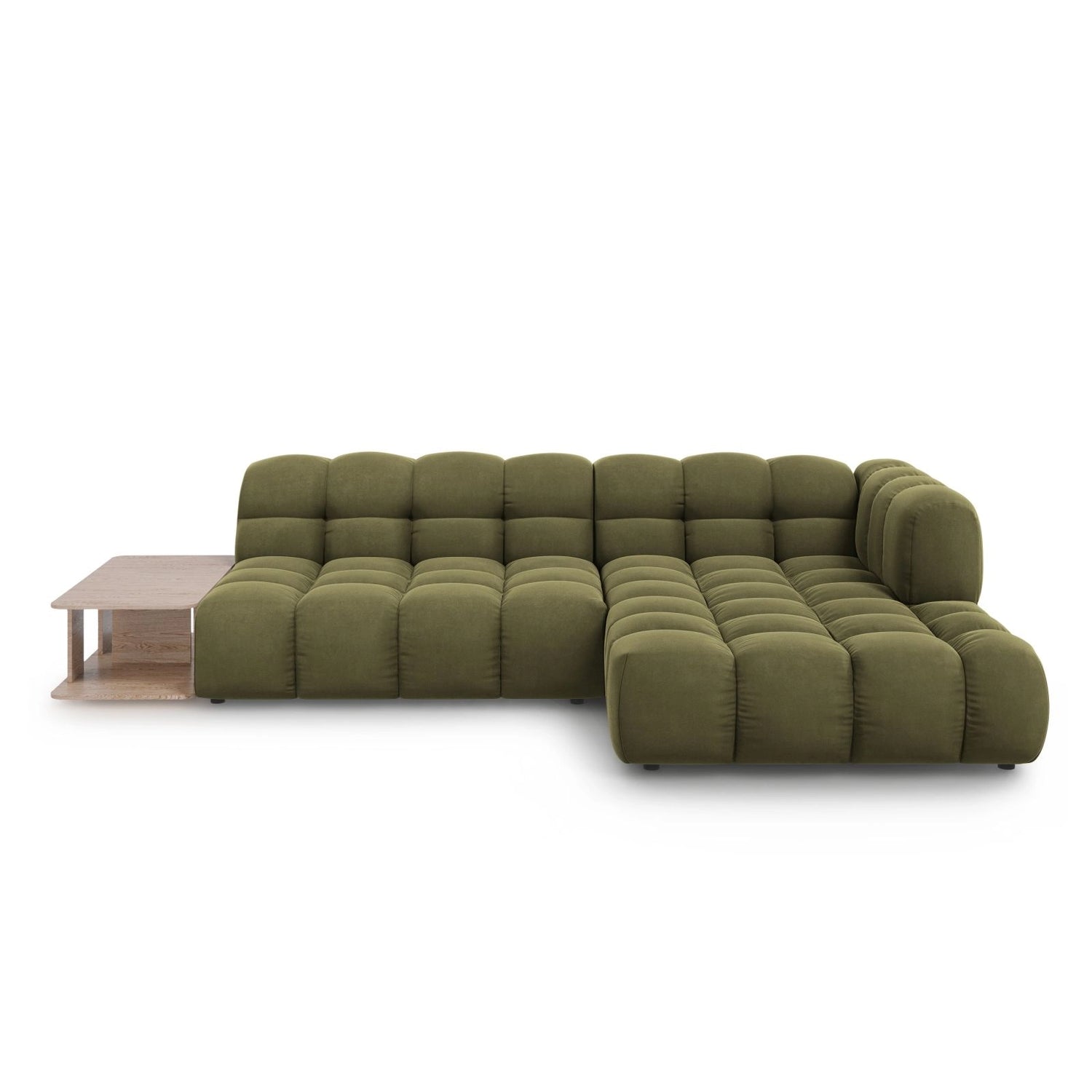Sky Modulares 4-Sitzer Ecksofa, Rechte Seite, aus Samt in Hellgrün (Casino Forest), 297x162 cm von Cosmopolitan Design – Bild 1