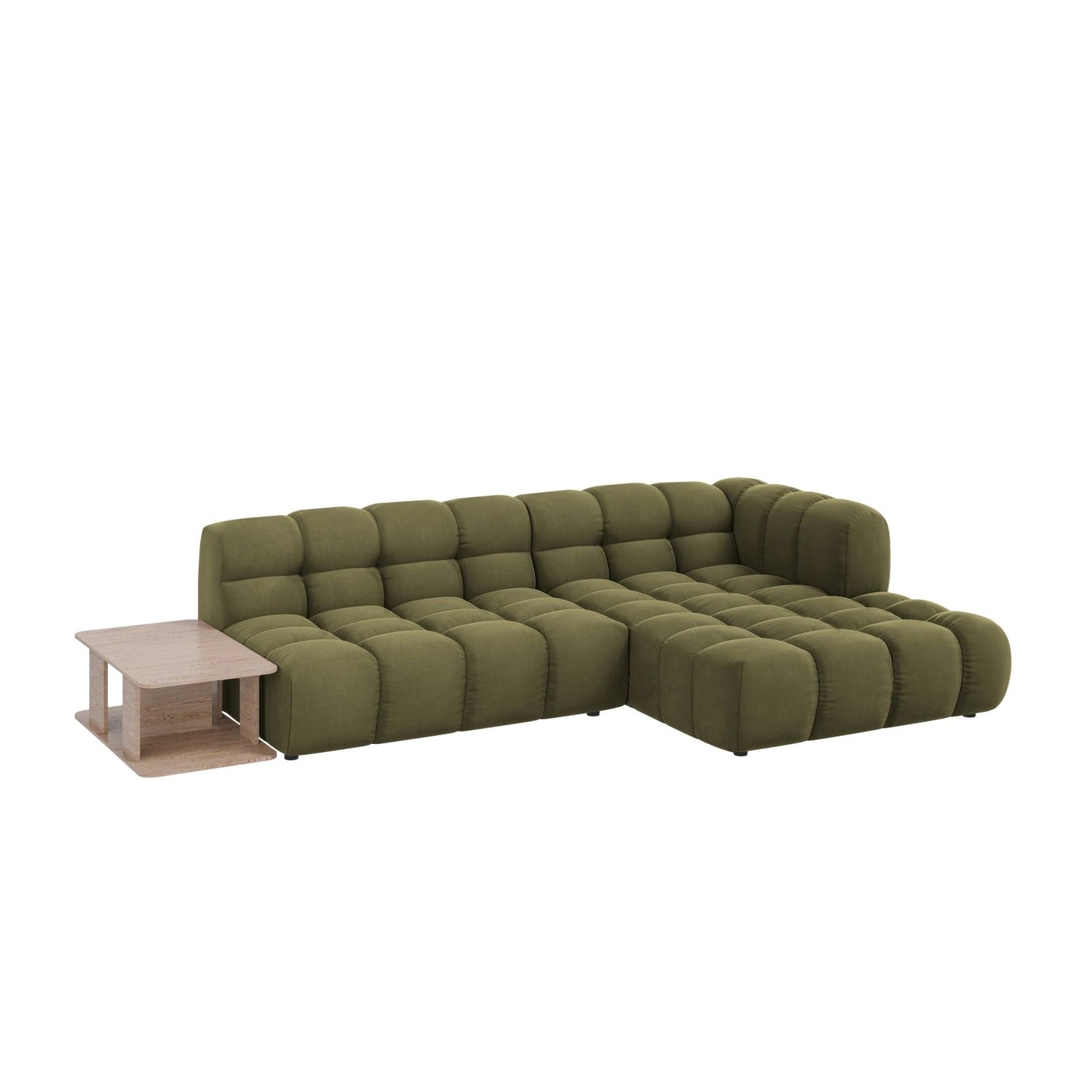 Sky Modulares 4-Sitzer Ecksofa, Rechte Seite, aus Samt in Hellgrün (Casino Forest), 297x162 cm von Cosmopolitan Design – Bild 3