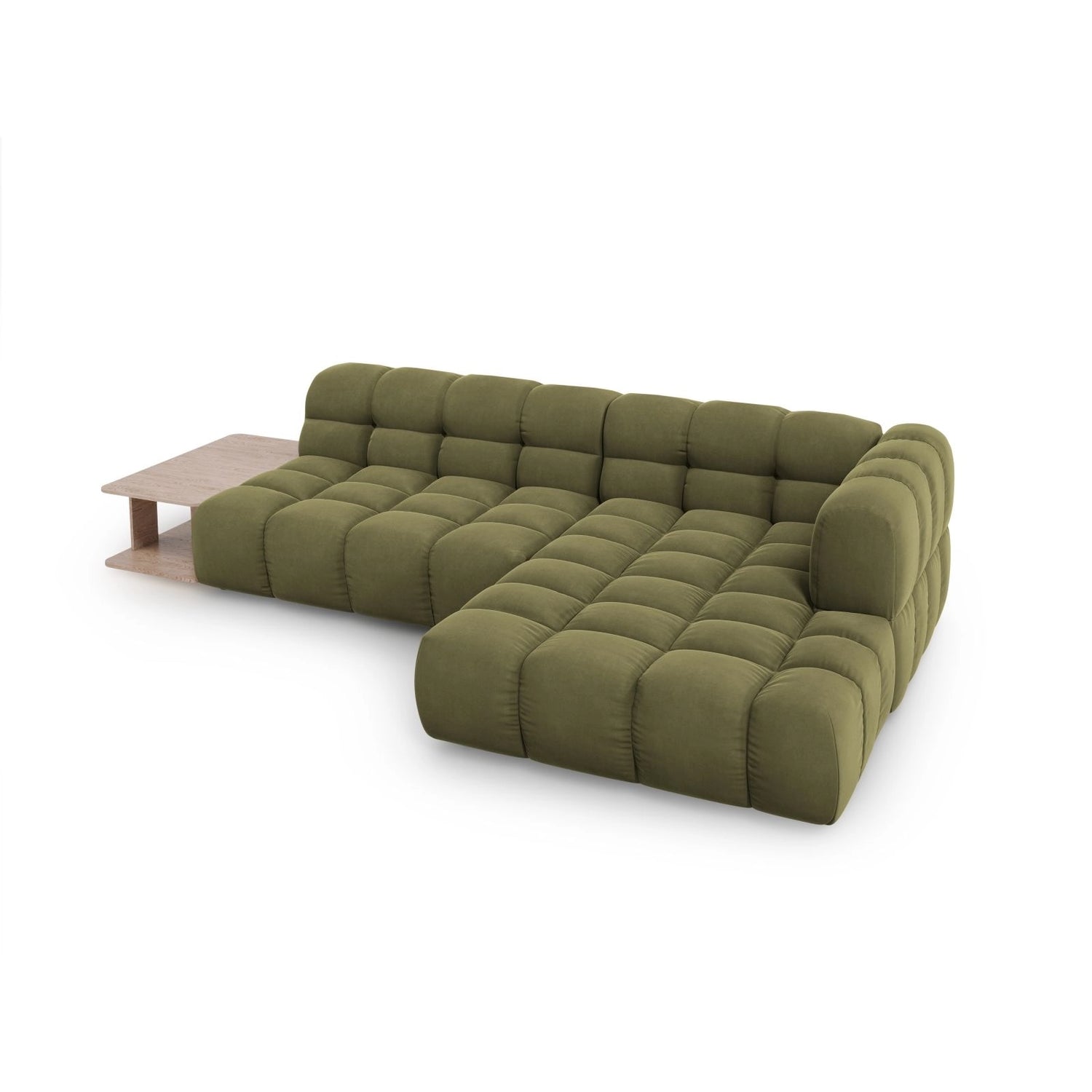 Sky Modulares 4-Sitzer Ecksofa, Rechte Seite, aus Samt in Hellgrün (Casino Forest), 297x162 cm von Cosmopolitan Design – Bild 4