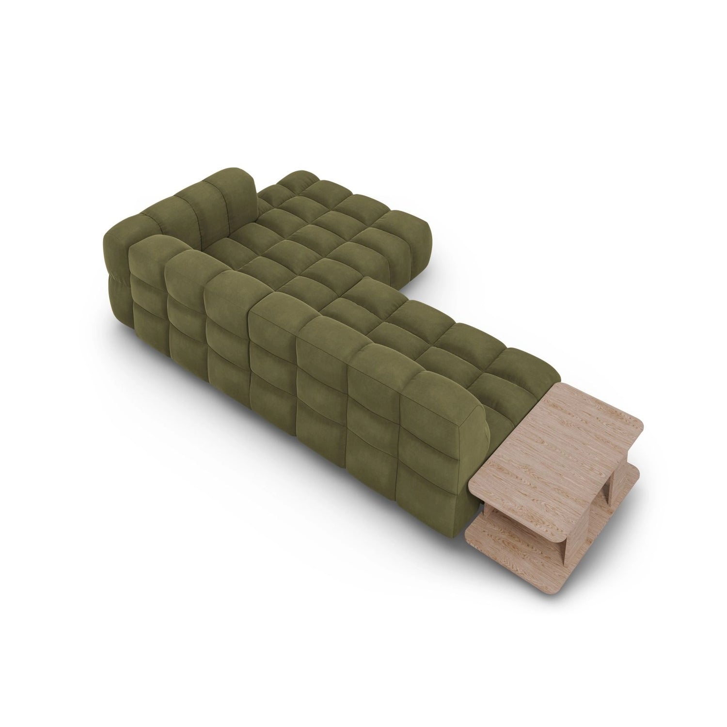 Sky Modulares 4-Sitzer Ecksofa, Rechte Seite, aus Samt in Hellgrün (Casino Forest), 297x162 cm von Cosmopolitan Design – Bild 5