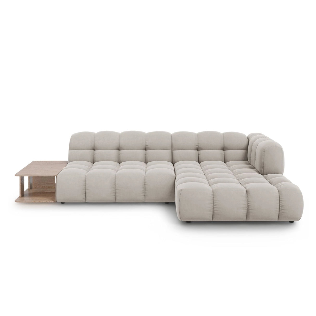 Sky Modulares 4-Sitzer Ecksofa, Rechte Seite, aus Samt in Leichtes Beige (Casino Pearl), 297x162 cm von Cosmopolitan Design – Bild 1