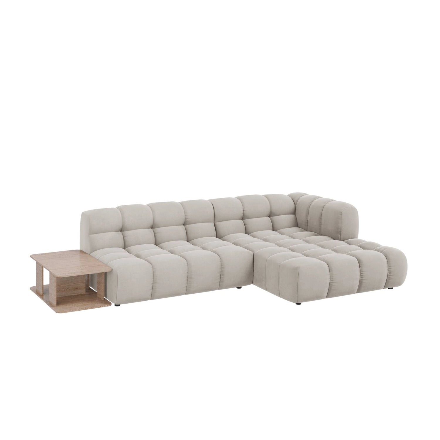 Sky Modulares 4-Sitzer Ecksofa, Rechte Seite, aus Samt in Leichtes Beige (Casino Pearl), 297x162 cm von Cosmopolitan Design – Bild 3