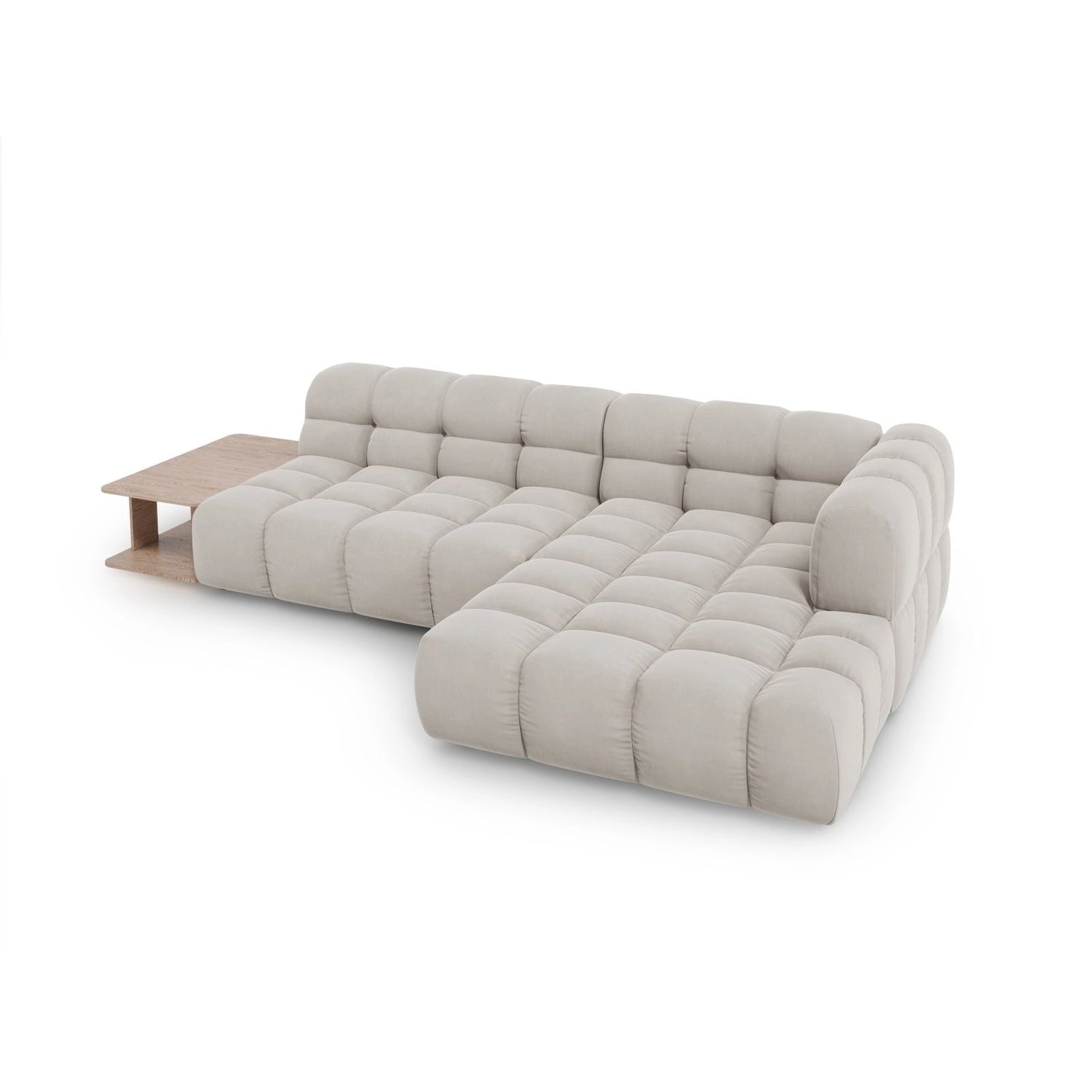 Sky Modulares 4-Sitzer Ecksofa, Rechte Seite, aus Samt in Leichtes Beige (Casino Pearl), 297x162 cm von Cosmopolitan Design – Bild 4