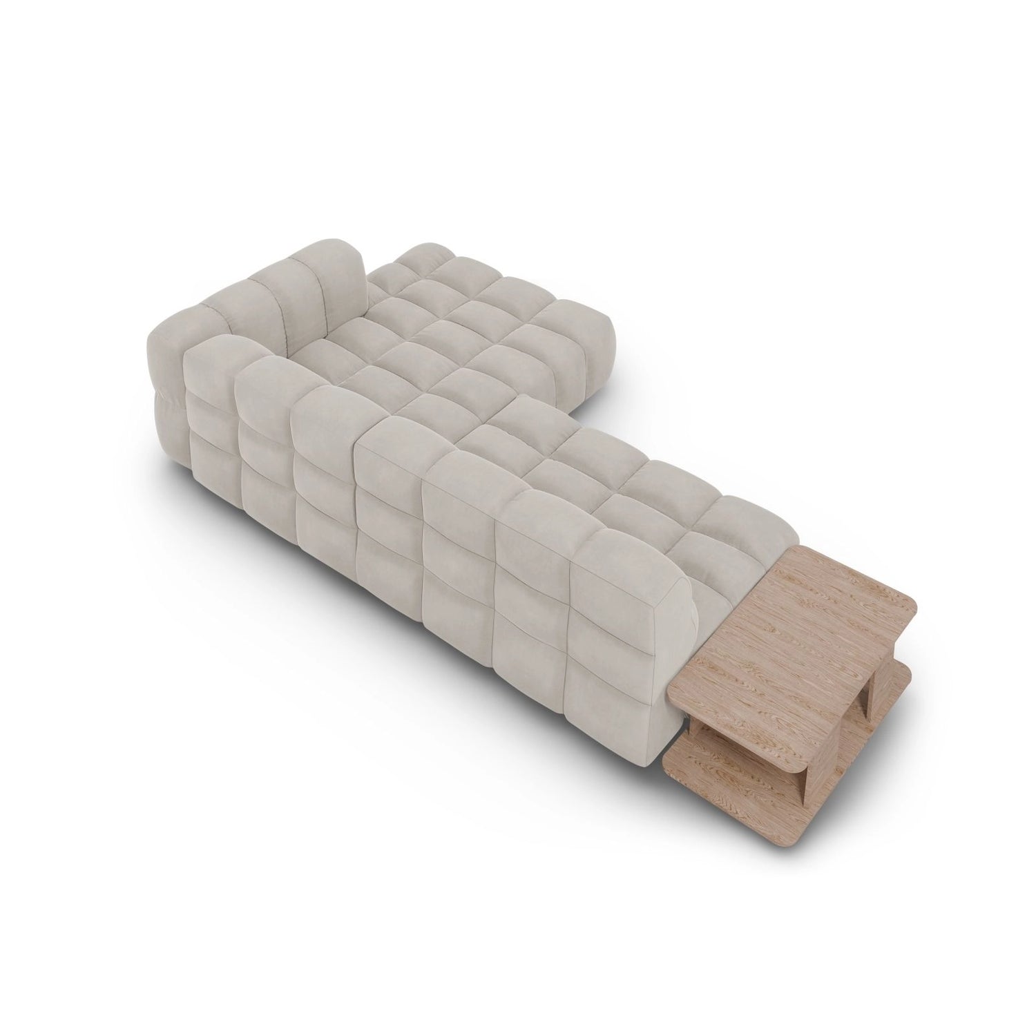 Sky Modulares 4-Sitzer Ecksofa, Rechte Seite, aus Samt in Leichtes Beige (Casino Pearl), 297x162 cm von Cosmopolitan Design – Bild 5