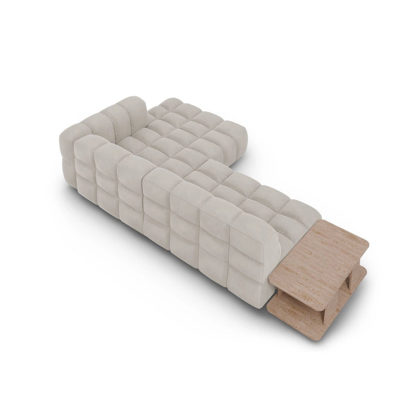 Sky Modulares 4-Sitzer Ecksofa, Rechte Seite, aus Samt in Leichtes Beige (Casino Pearl), 297x162 cm von Cosmopolitan Design – Bild 5