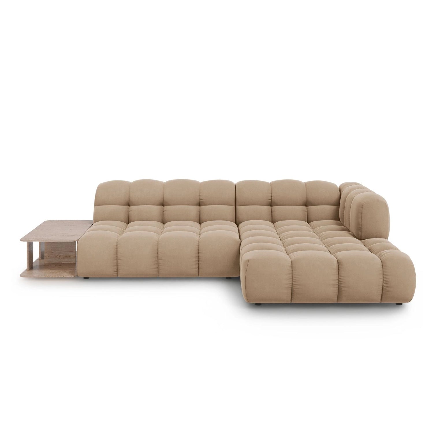 Sky Modulares 4-Sitzer Ecksofa, Rechte Seite, aus Samt in Sand (Casino Lion), 297x162 cm von Cosmopolitan Design – Bild 1
