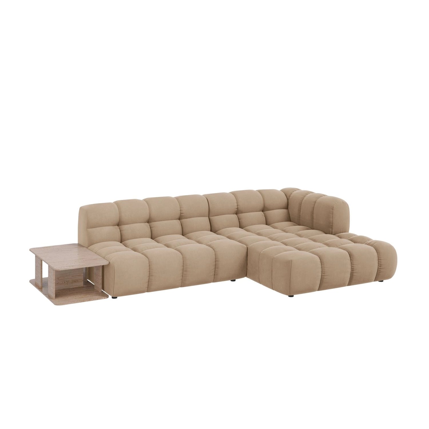 Sky Modulares 4-Sitzer Ecksofa, Rechte Seite, aus Samt in Sand (Casino Lion), 297x162 cm von Cosmopolitan Design – Bild 3