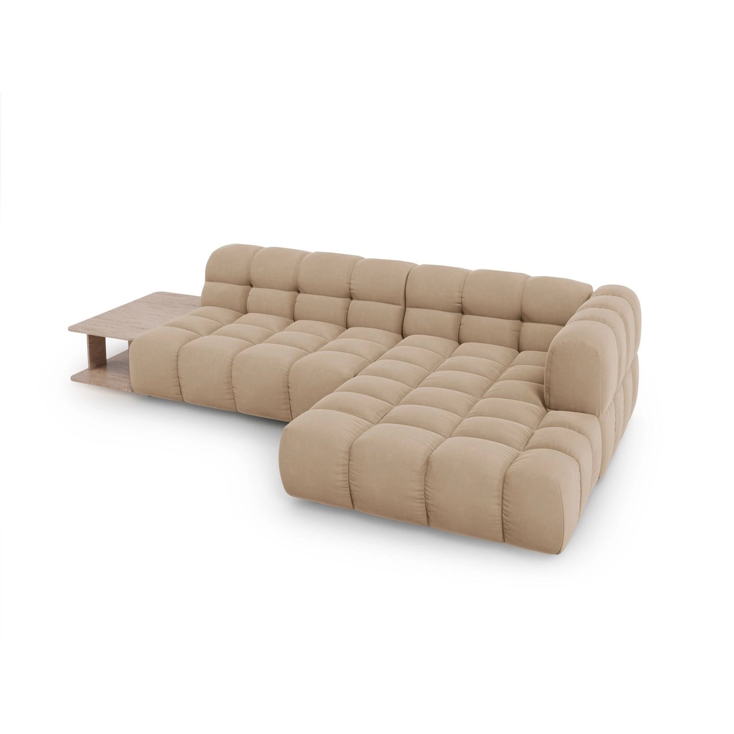 Sky Modulares 4-Sitzer Ecksofa, Rechte Seite, aus Samt in Sand (Casino Lion), 297x162 cm von Cosmopolitan Design – Bild 4