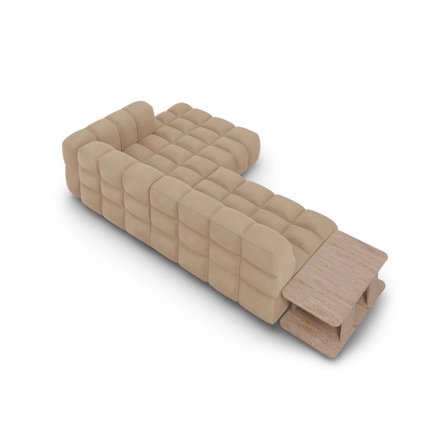 Sky Modulares 4-Sitzer Ecksofa, Rechte Seite, aus Samt in Sand (Casino Lion), 297x162 cm von Cosmopolitan Design – Bild 5