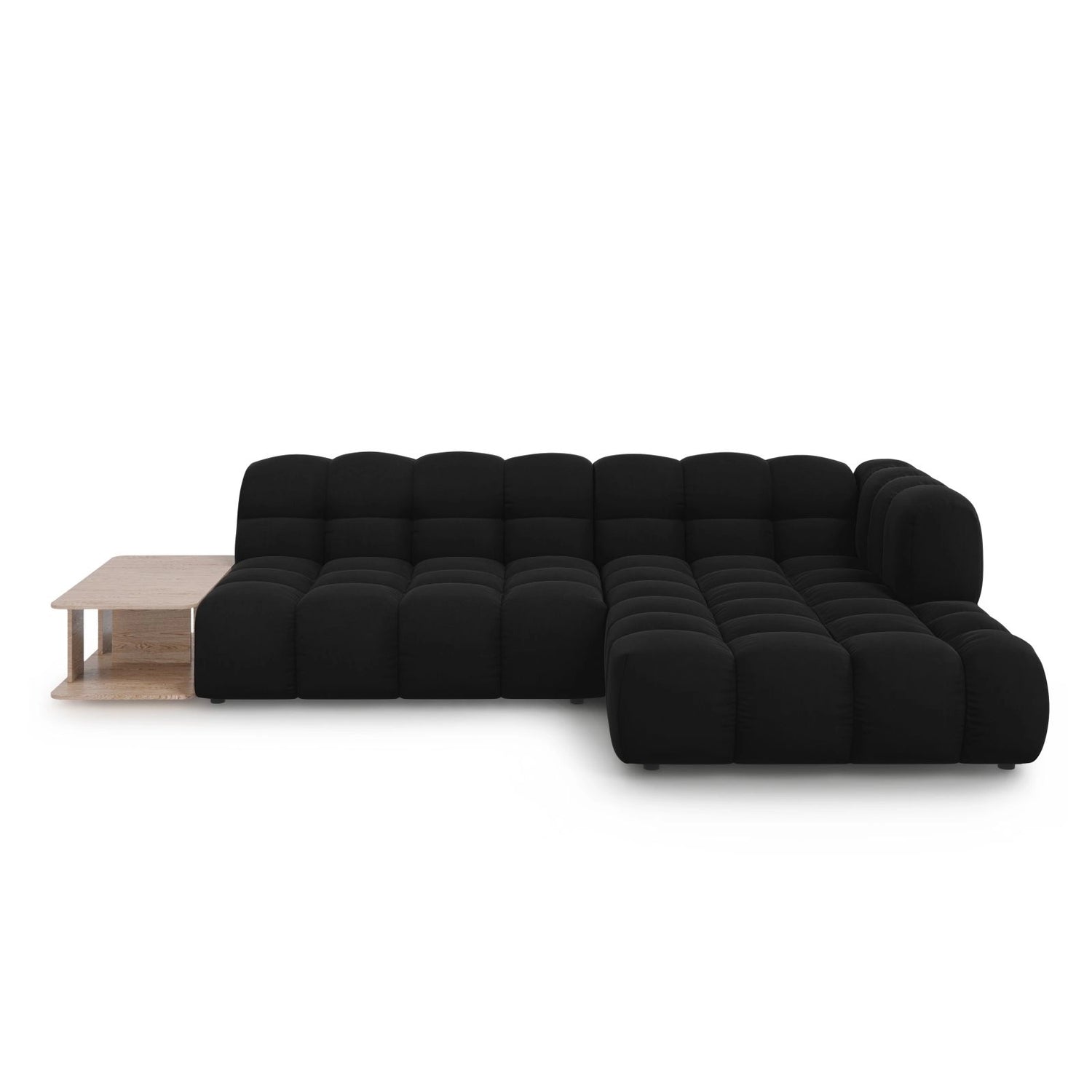 Sky Modulares 4-Sitzer Ecksofa, Rechte Seite, aus Samt in Schwarz (Casino Black), 297x162 cm von Cosmopolitan Design – Bild 1