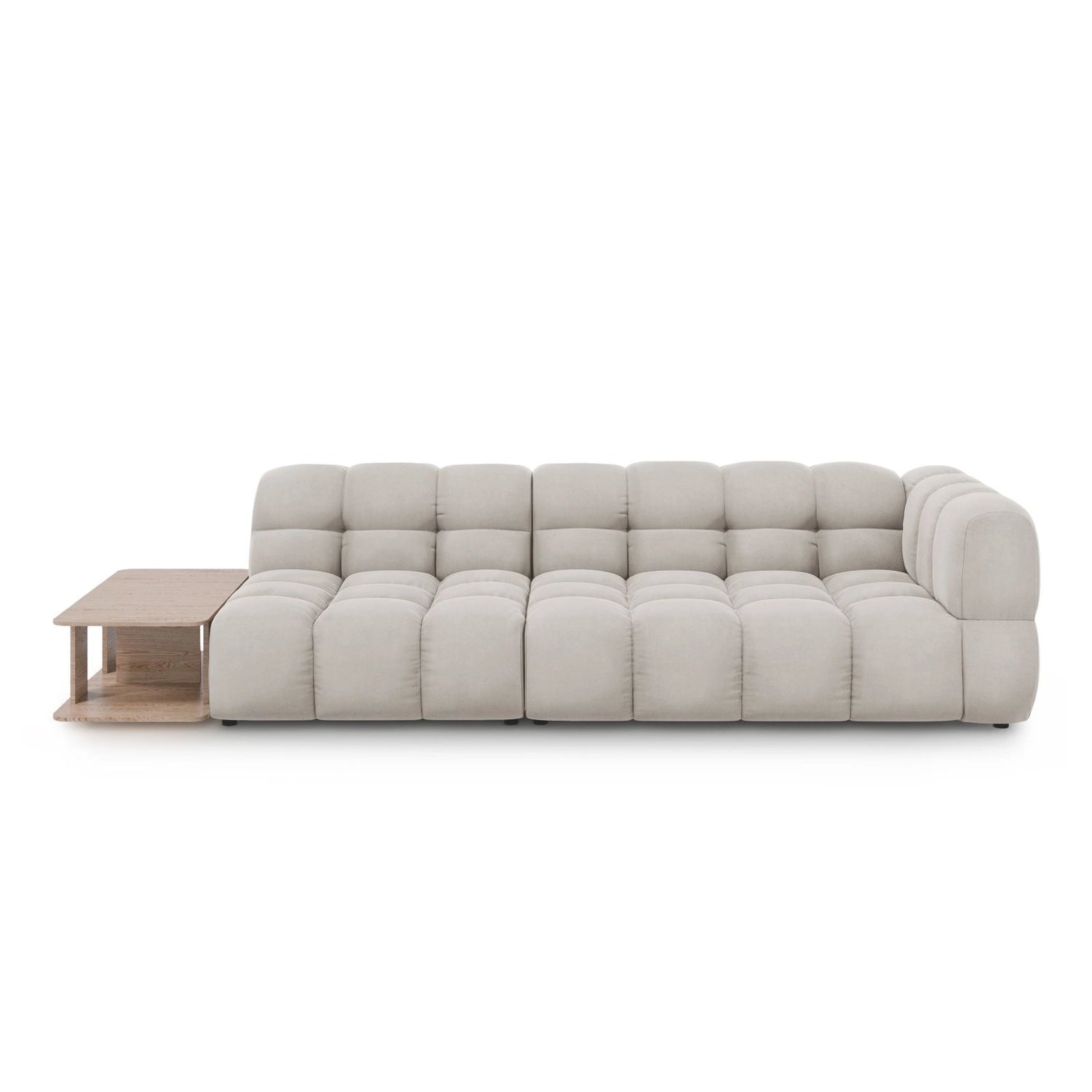 Sky Modulares 4-Sitzer Sofa, Linke Seite, aus Samt in Leichtes Beige (Casino Pearl), 297x102 cm von Cosmopolitan Design – Bild 1