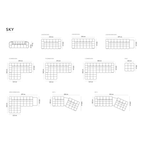 Sky Modulares 4-Sitzer Sofa, Linke Seite, aus Samt in Sand (Casino Lion), 297x102 cm von Cosmopolitan Design – Bild 2