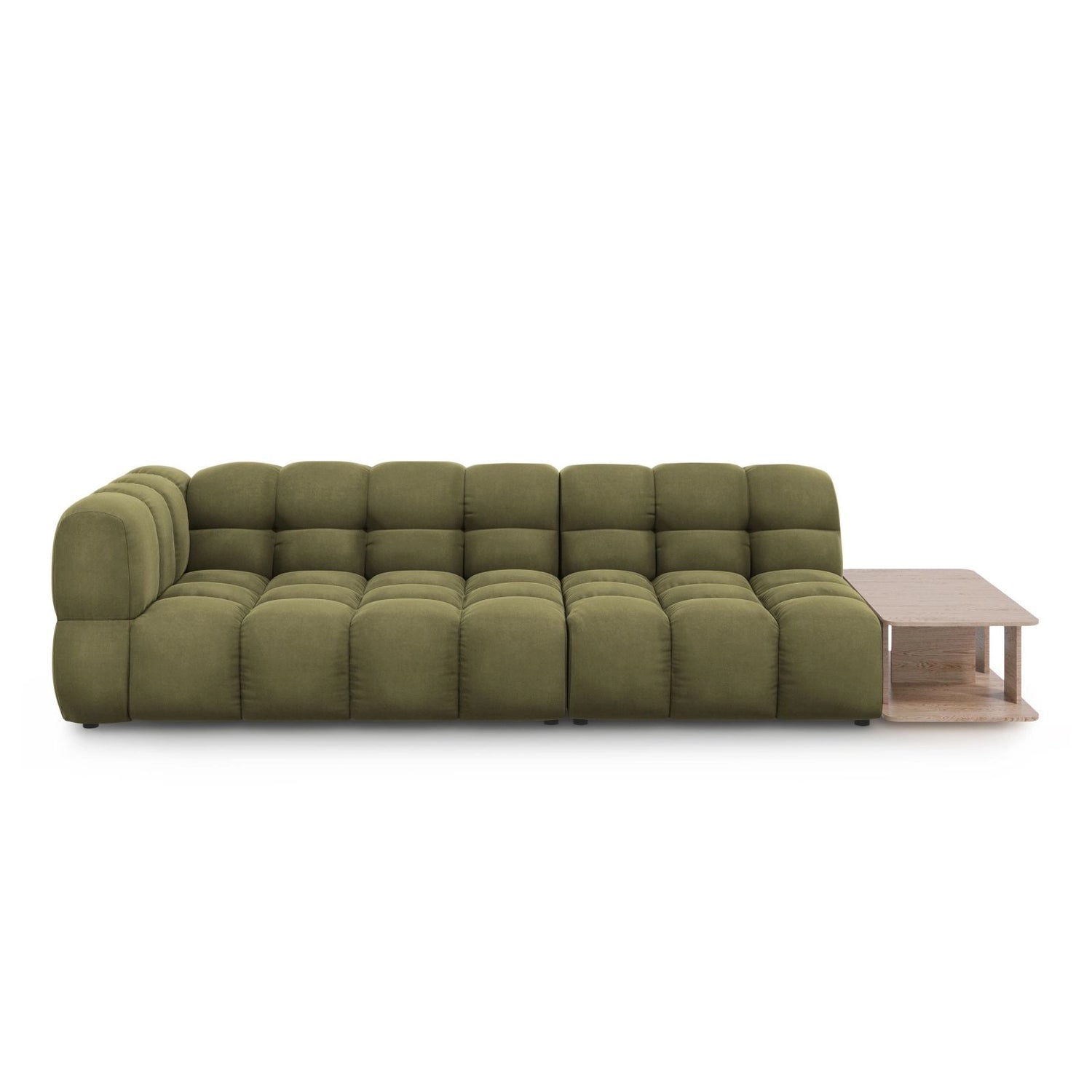 Sky Modulares 4-Sitzer Sofa, Rechte Seite, aus Samt in Hellgrün (Casino Forest), 297x102 cm von Cosmopolitan Design – Bild 1