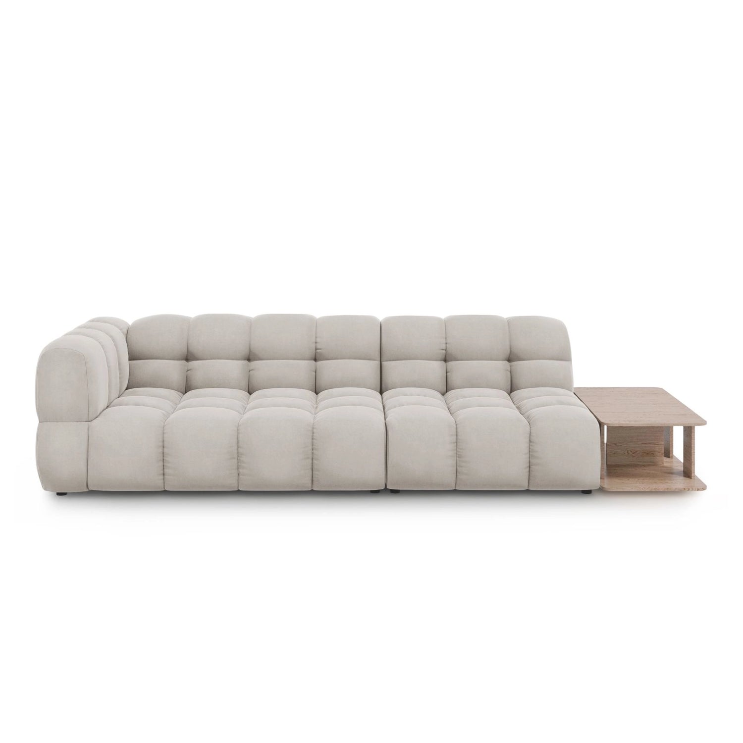 Sky Modulares 4-Sitzer Sofa, Rechte Seite, aus Samt in Leichtes Beige (Casino Pearl), 297x102 cm von Cosmopolitan Design – Bild 1