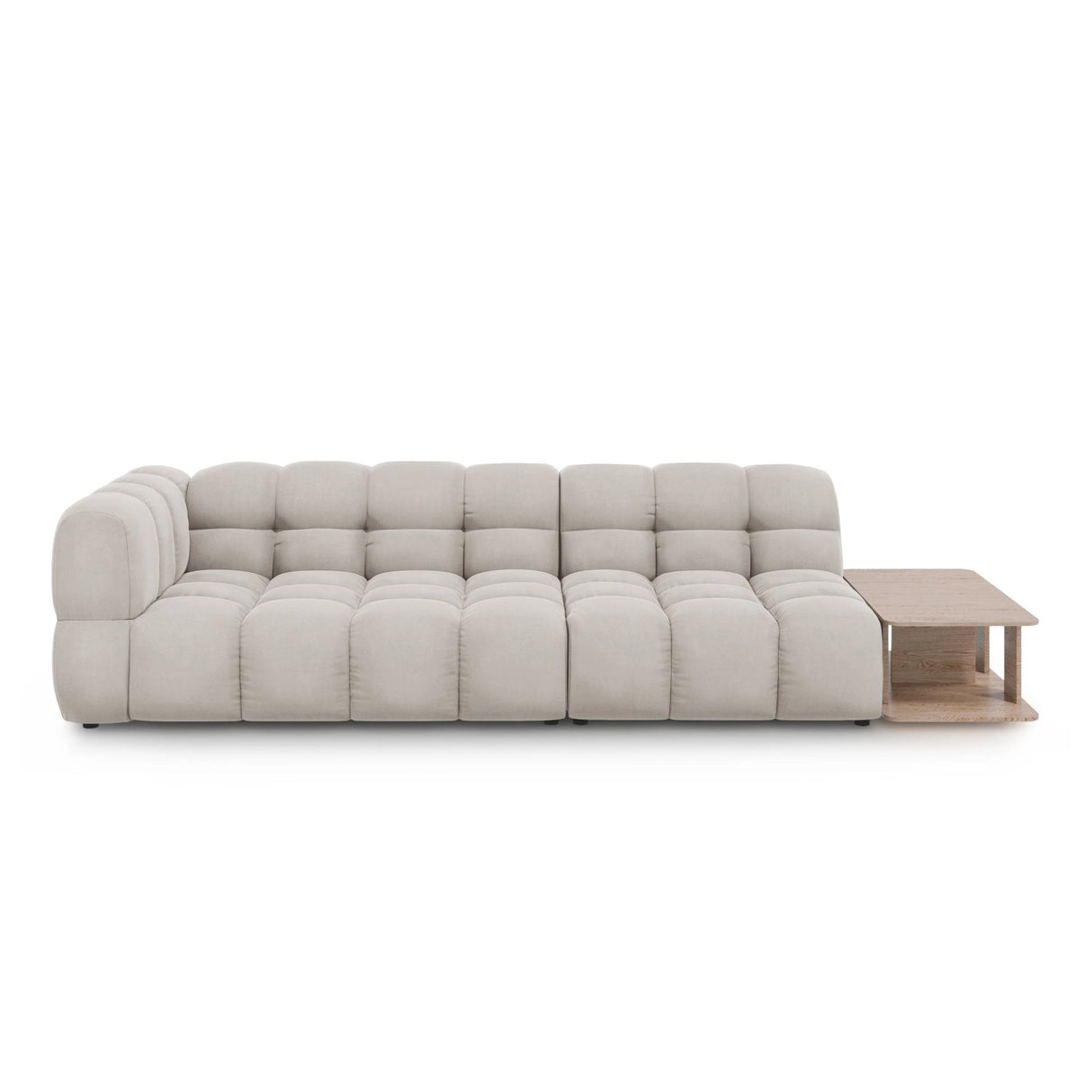 Sky Modulares 4-Sitzer Sofa, Rechte Seite, aus Samt in Leichtes Beige (Casino Pearl), 297x102 cm von Cosmopolitan Design – Bild 1