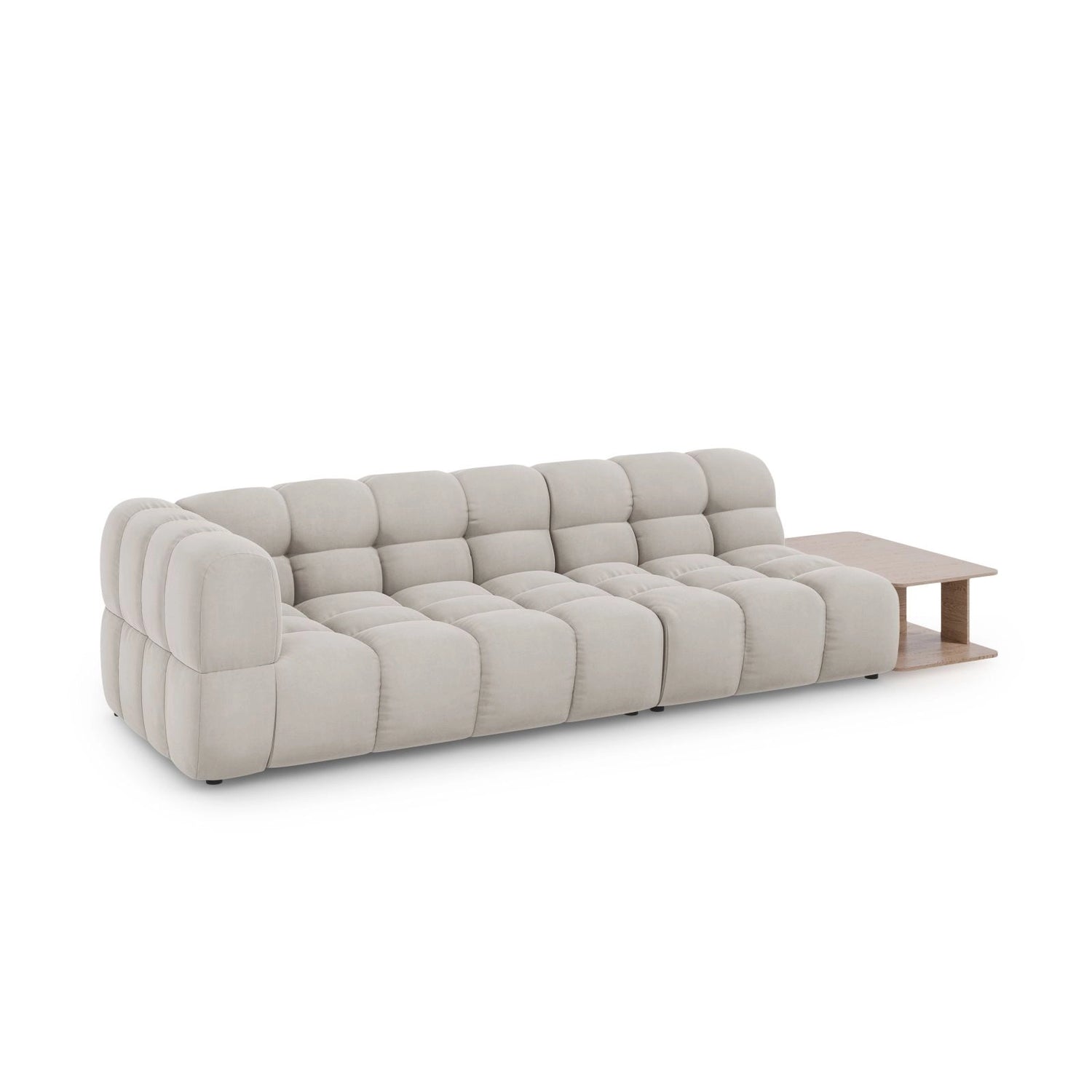 Sky Modulares 4-Sitzer Sofa, Rechte Seite, aus Samt in Leichtes Beige (Casino Pearl), 297x102 cm von Cosmopolitan Design – Bild 3
