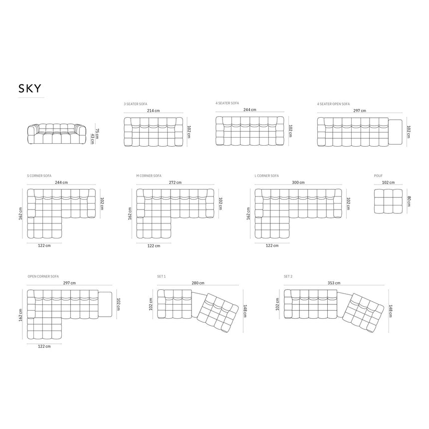 Sky Modulares 4-Sitzer Sofa, Rechte Seite, aus Samt in Terrakotta (Casino Terracota), 297x102 cm von Cosmopolitan Design – Bild 2