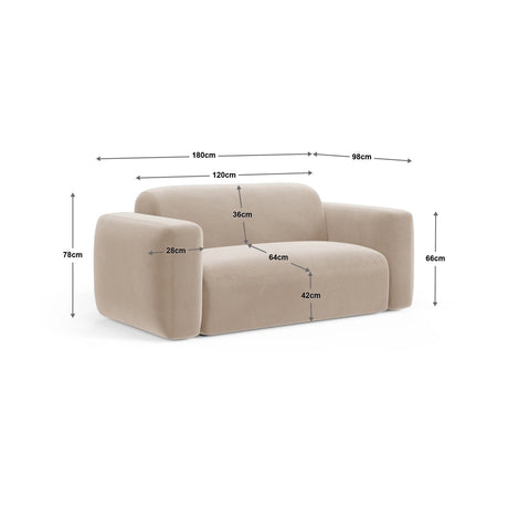Strino 2-Sitzer Sofa aus Samt oder Strukturstoff, 180x98 cm von Cosmopolitan Design – Bild 2