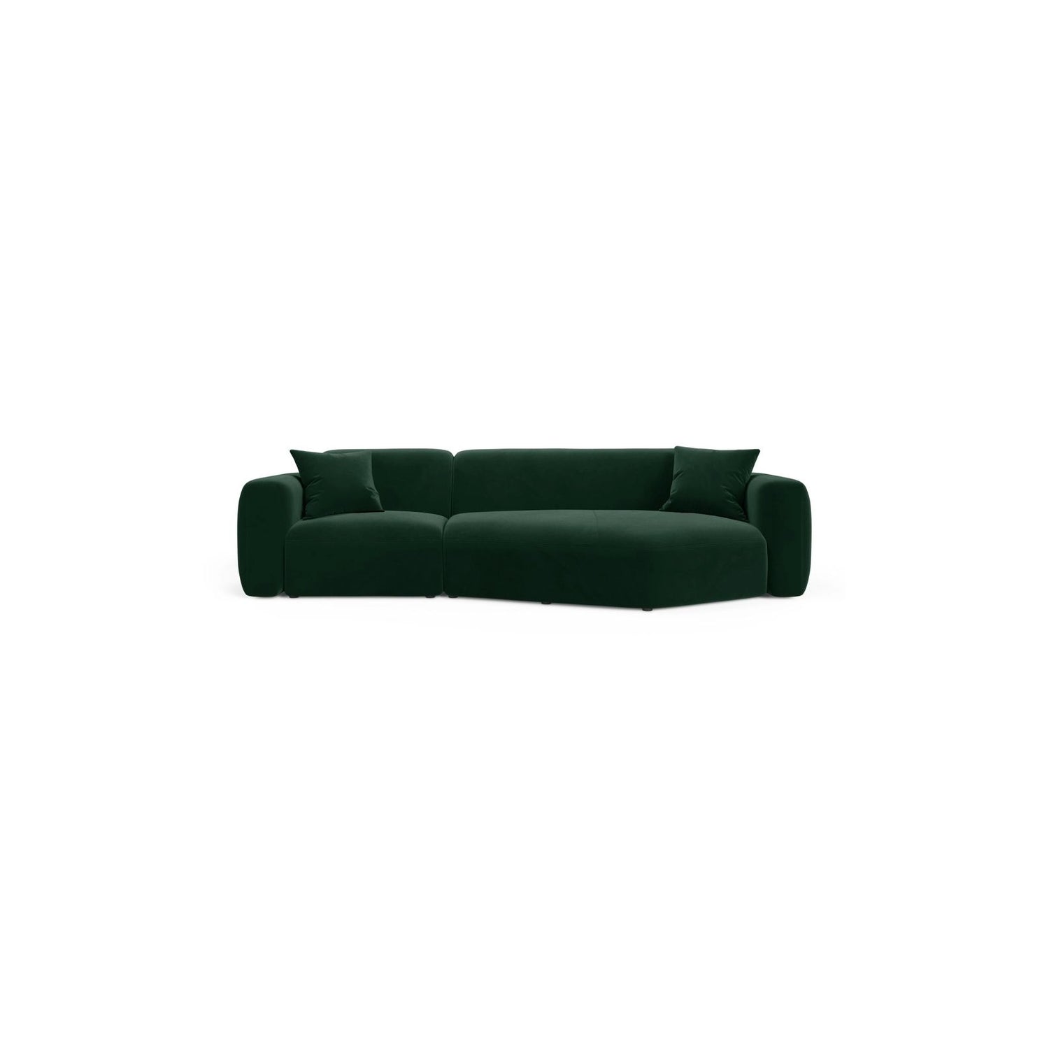 Strino 3-Sitzer Ecksofa, Rechte Seite, aus Samt in Flaschengrün (Salvador 7), 308x136x78 cm von Cosmopolitan Design – Bild 1