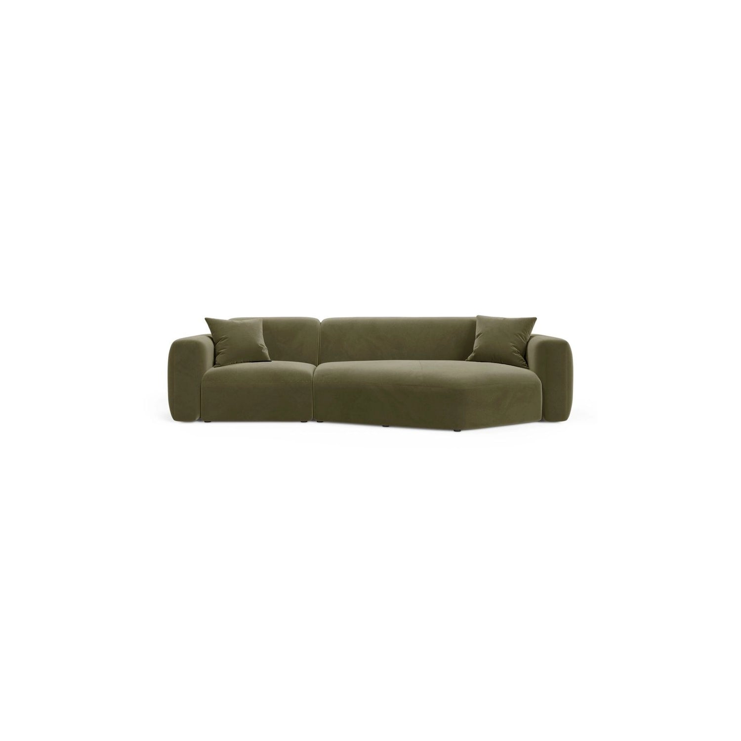 Strino 3-Sitzer Ecksofa, Rechte Seite, aus Samt in Grün (Salvador 8), 308x136x78 cm von Cosmopolitan Design – Bild 1