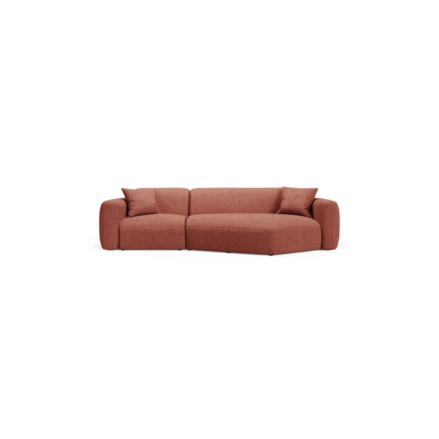Strino 3-Sitzer Ecksofa, Rechte Seite, aus Strukturierter Stoff in Koralle (Sorella 58), 308x136x78 cm von Cosmopolitan Design – Bild 1