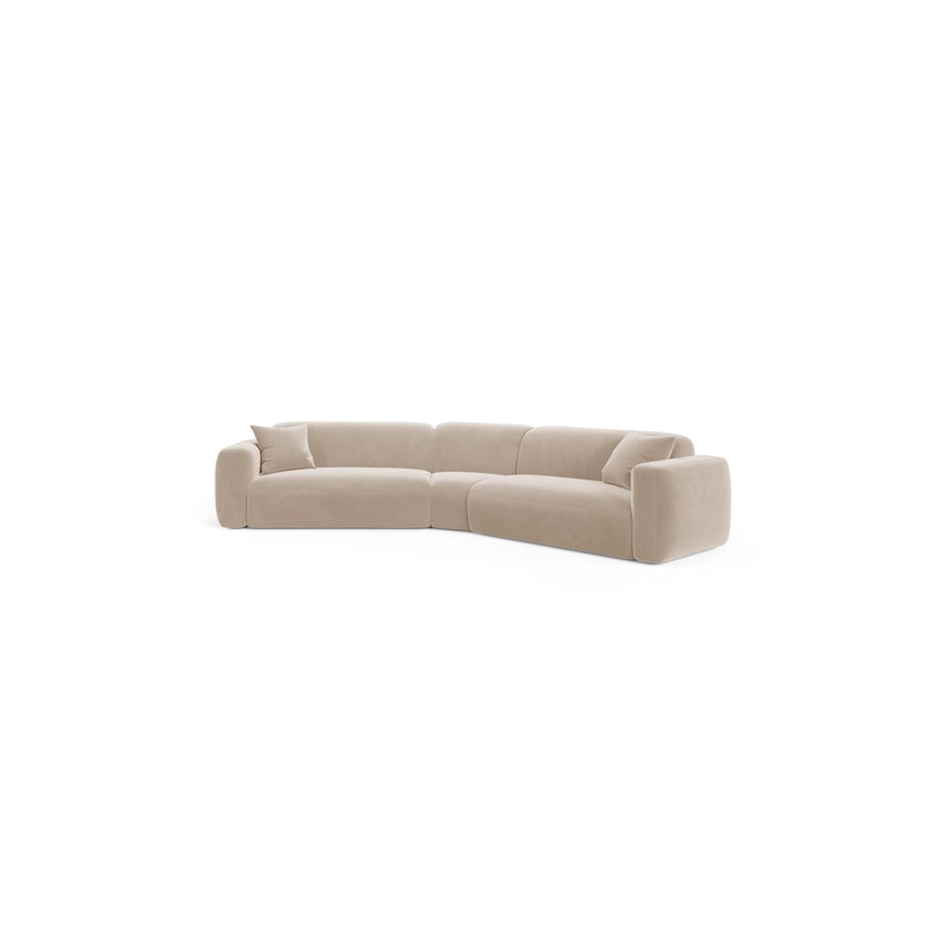Strino 3-Sitzer Ecksofa, symmetrisch, aus Samt in Beige (Salvador 1), 344x210x78 cm von Cosmopolitan Design – Bild 1