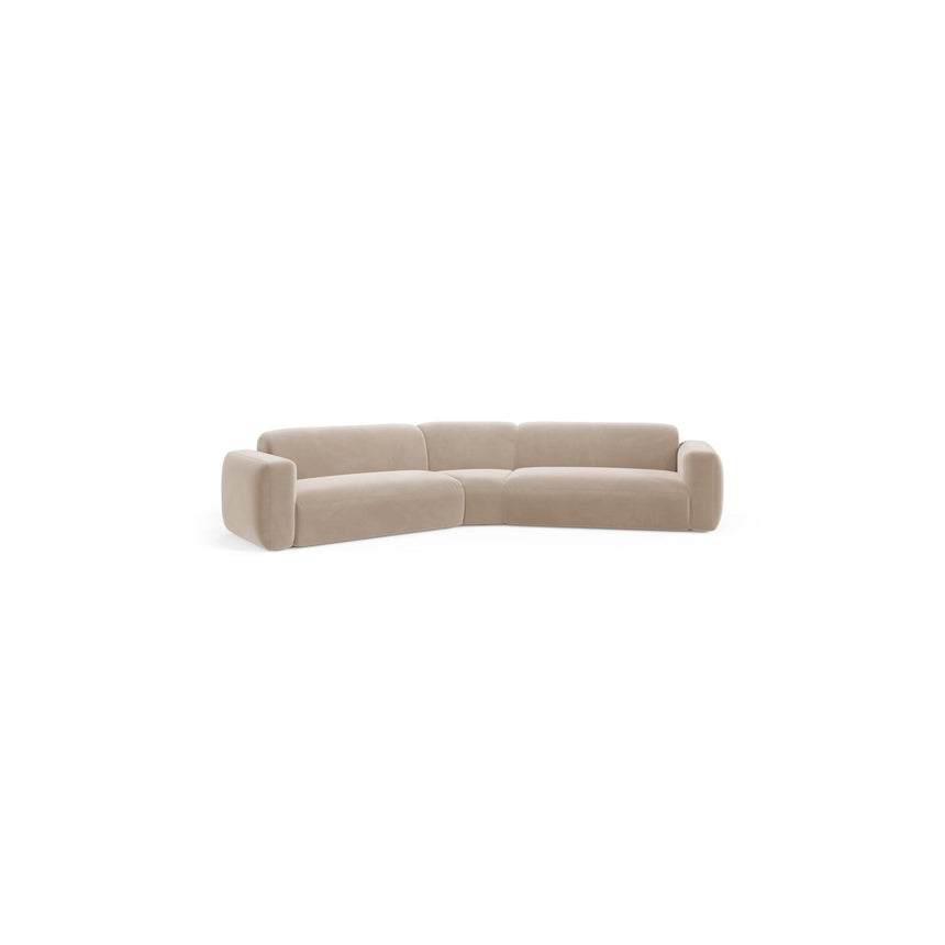 Strino 3-Sitzer Ecksofa, symmetrisch, aus Samt in Beige (Salvador 1), 344x210x78 cm von Cosmopolitan Design – Bild 2