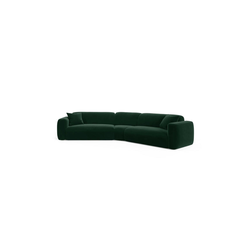 Strino 3-Sitzer Ecksofa, symmetrisch, aus Samt in Flaschengrün (Salvador 7), 344x210x78 cm von Cosmopolitan Design – Bild 1