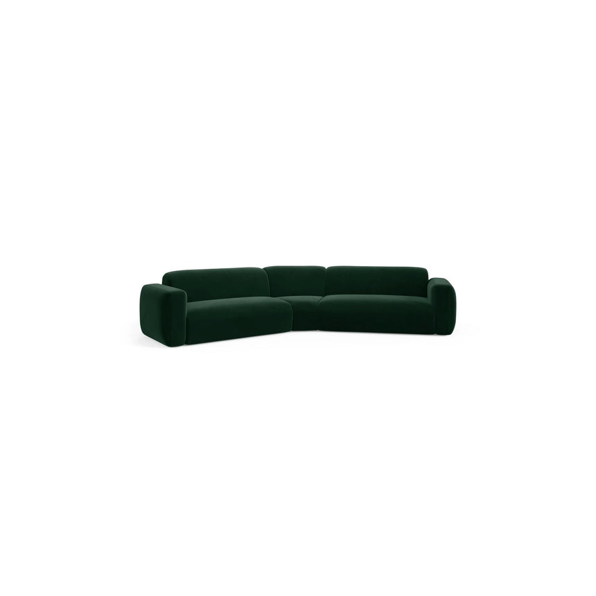 Strino 3-Sitzer Ecksofa, symmetrisch, aus Samt in Flaschengrün (Salvador 7), 344x210x78 cm von Cosmopolitan Design – Bild 2