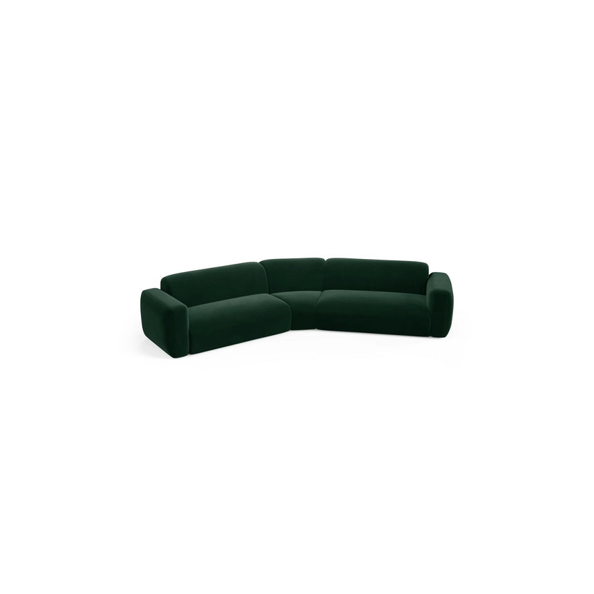 Strino 3-Sitzer Ecksofa, symmetrisch, aus Samt in Flaschengrün (Salvador 7), 344x210x78 cm von Cosmopolitan Design – Bild 3