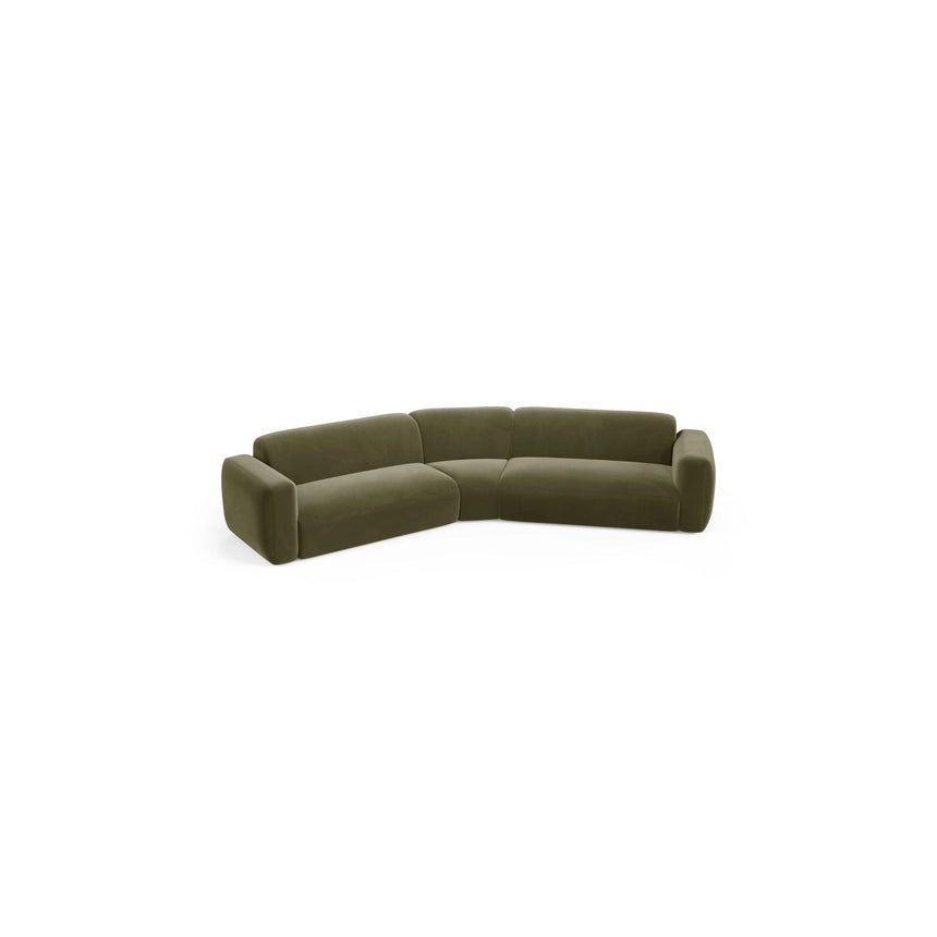 Strino 3-Sitzer Ecksofa, symmetrisch, aus Samt in Grün (Salvador 8), 344x210x78 cm von Cosmopolitan Design – Bild 3