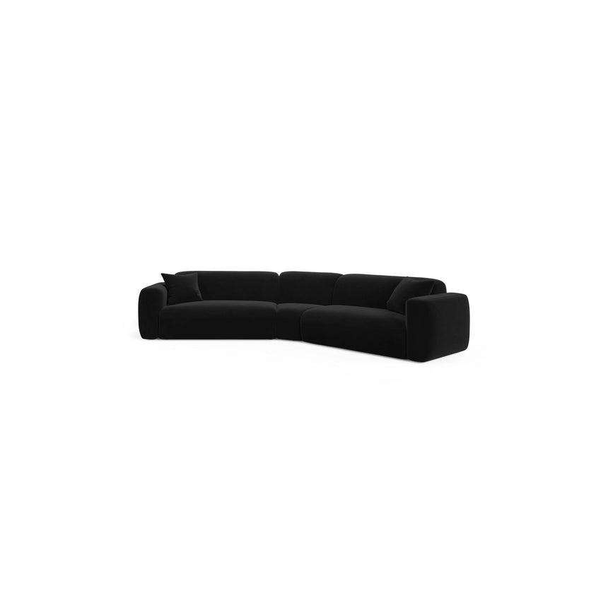 Strino 3-Sitzer Ecksofa, symmetrisch, aus Samt in Schwarz (Salvador 19), 344x210x78 cm von Cosmopolitan Design – Bild 1