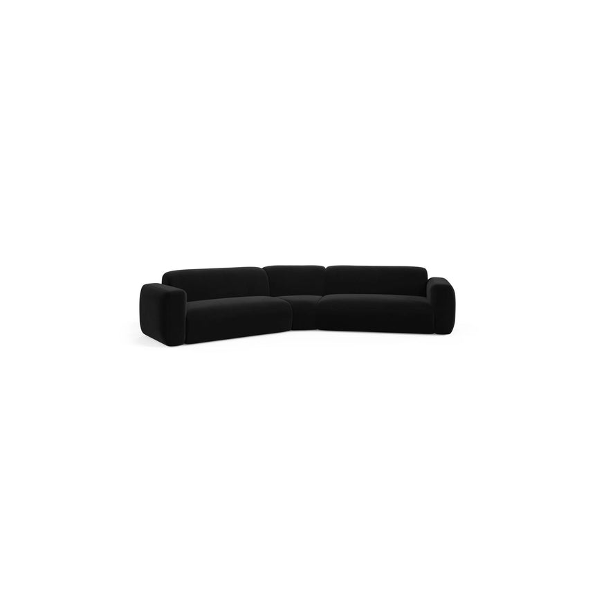 Strino 3-Sitzer Ecksofa, symmetrisch, aus Samt in Schwarz (Salvador 19), 344x210x78 cm von Cosmopolitan Design – Bild 2