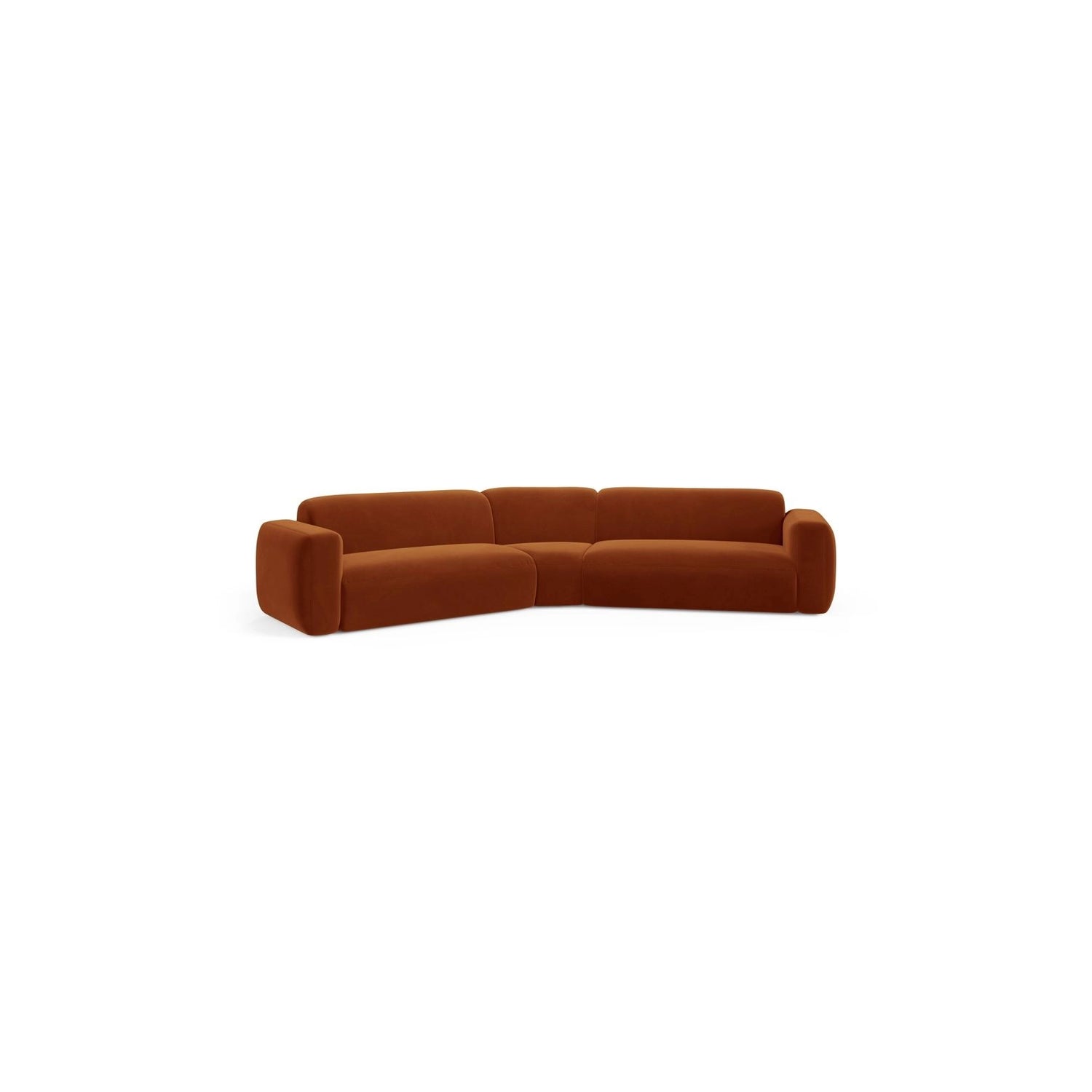 Strino 3-Sitzer Ecksofa, symmetrisch, aus Samt in Terrakotta (Salvador 14), 344x210x78 cm von Cosmopolitan Design – Bild 2