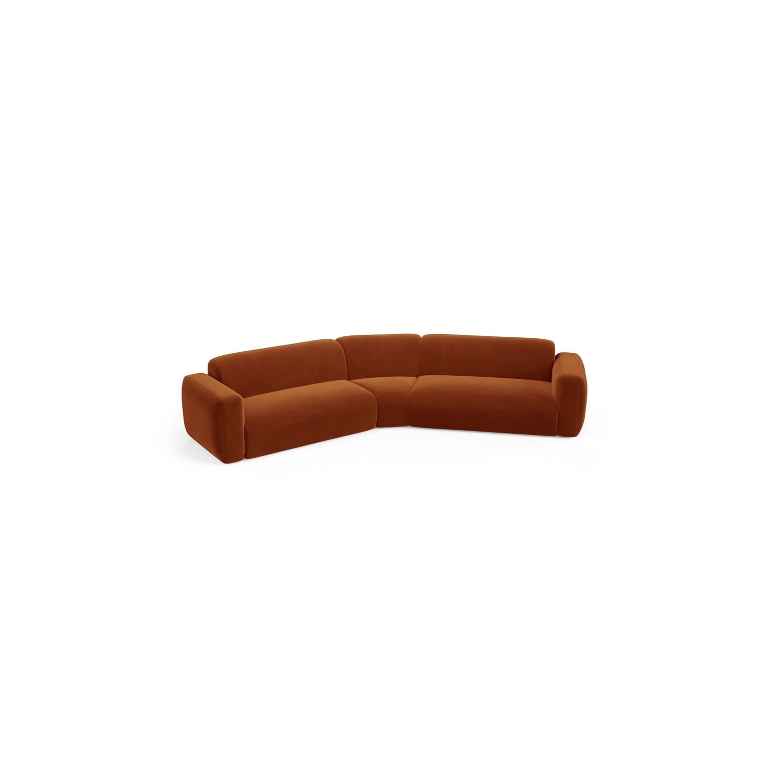 Strino 3-Sitzer Ecksofa, symmetrisch, aus Samt in Terrakotta (Salvador 14), 344x210x78 cm von Cosmopolitan Design – Bild 3
