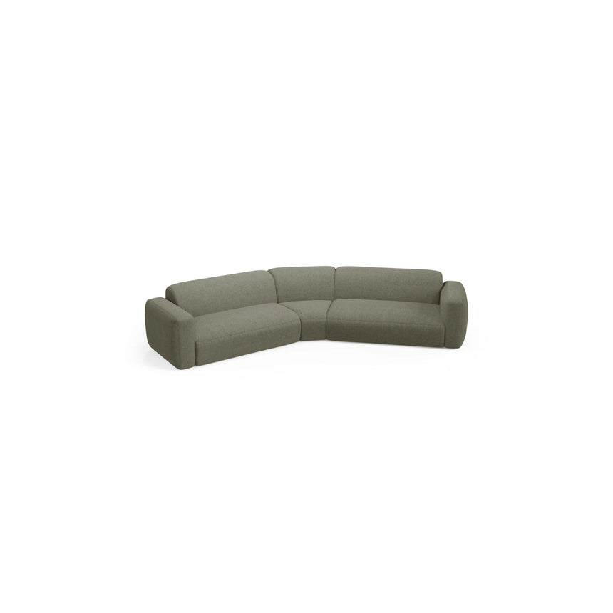 Strino 3-Sitzer Ecksofa, symmetrisch, aus Strukturierter Stoff in Dunkles Olivgrün (Sorella 34), 344x210x78 cm von Cosmopolitan Design – Bild 3
