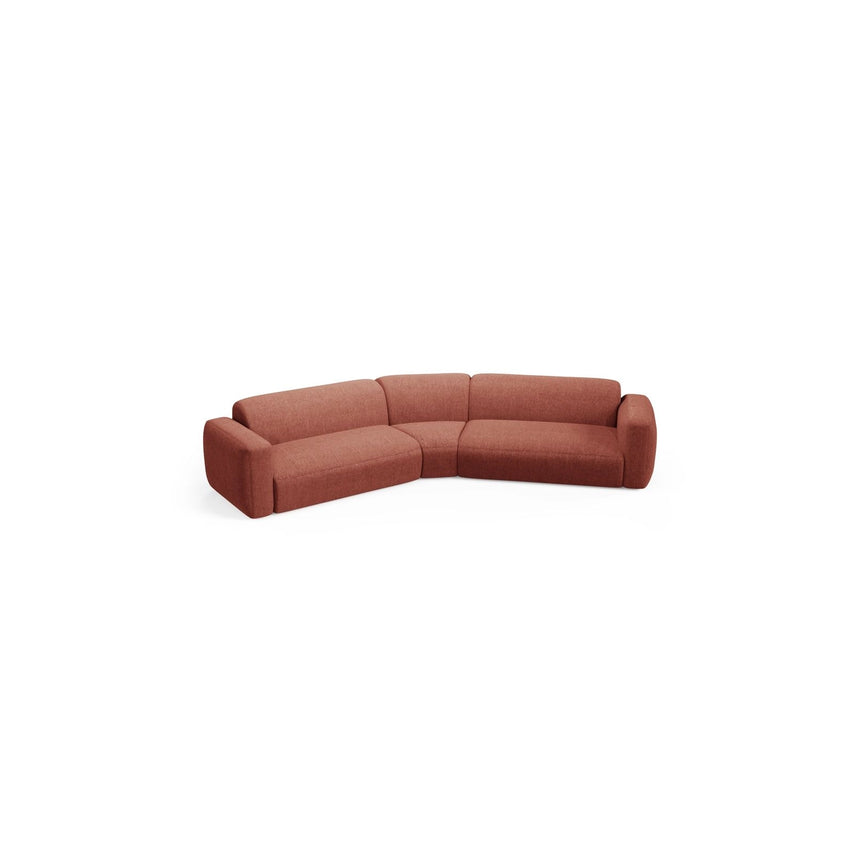 Strino 3-Sitzer Ecksofa, symmetrisch, aus Strukturierter Stoff in Koralle (Sorella 58), 344x210x78 cm von Cosmopolitan Design – Bild 3