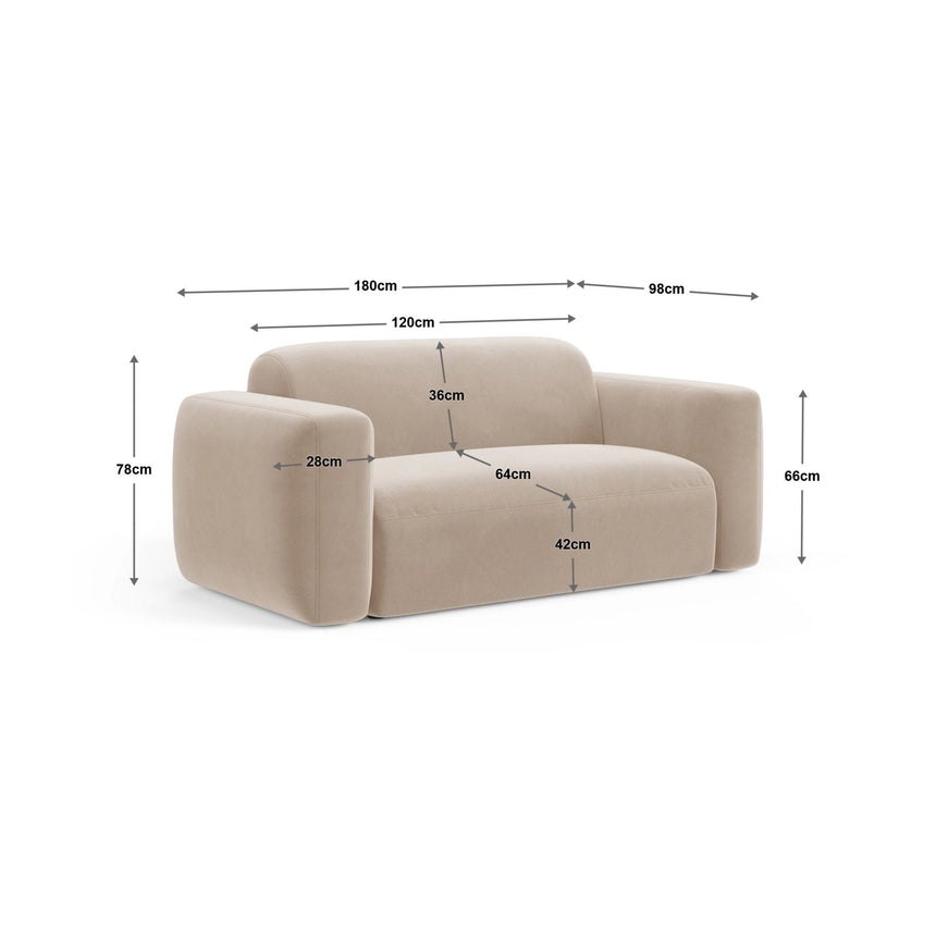 Strino Modulares 2-Sitzer Sofa aus Samt in Grau (Salvador 17), 180x98 cm von Cosmopolitan Design – Bild 2