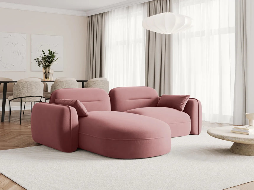 Sydney 3-Sitzer Ecksofa, Linke Seite, aus Samt in Flamingo (Casino Salmon), 230x165x70 cm von Cosmopolitan Design – Bild 2
