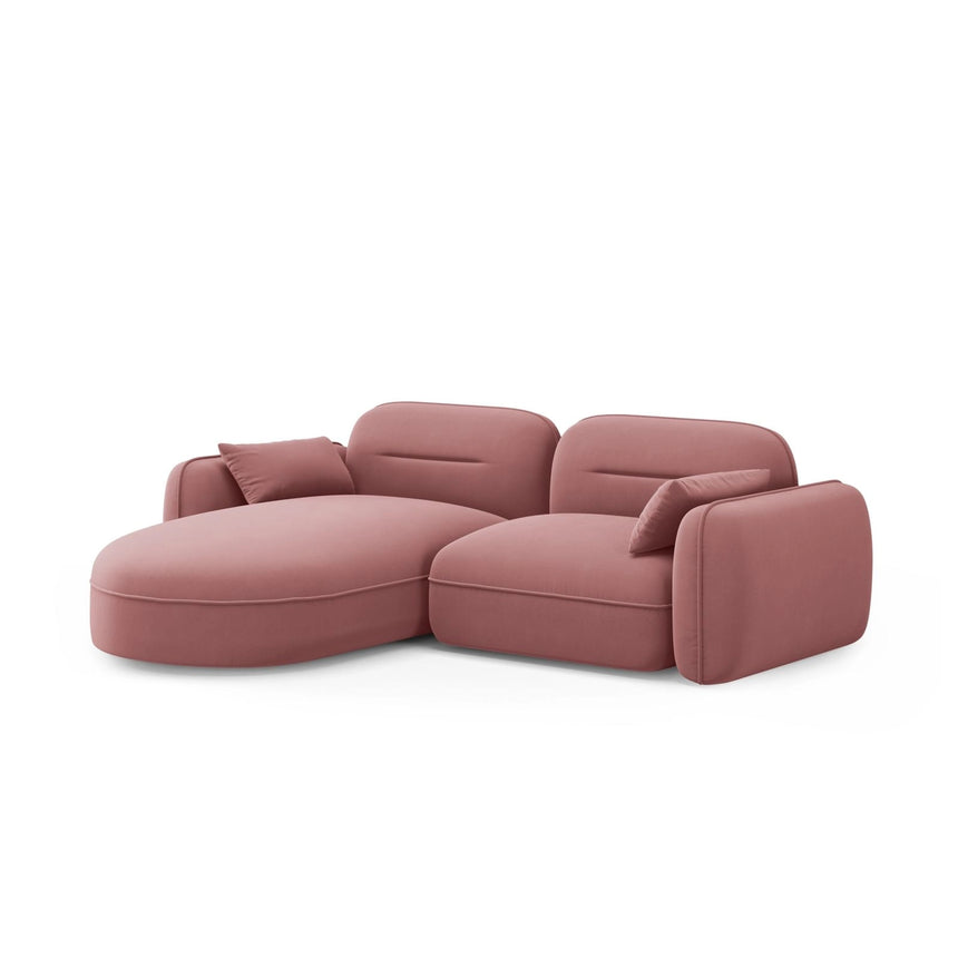 Sydney 3-Sitzer Ecksofa, Linke Seite, aus Samt in Flamingo (Casino Salmon), 230x165x70 cm von Cosmopolitan Design – Bild 4