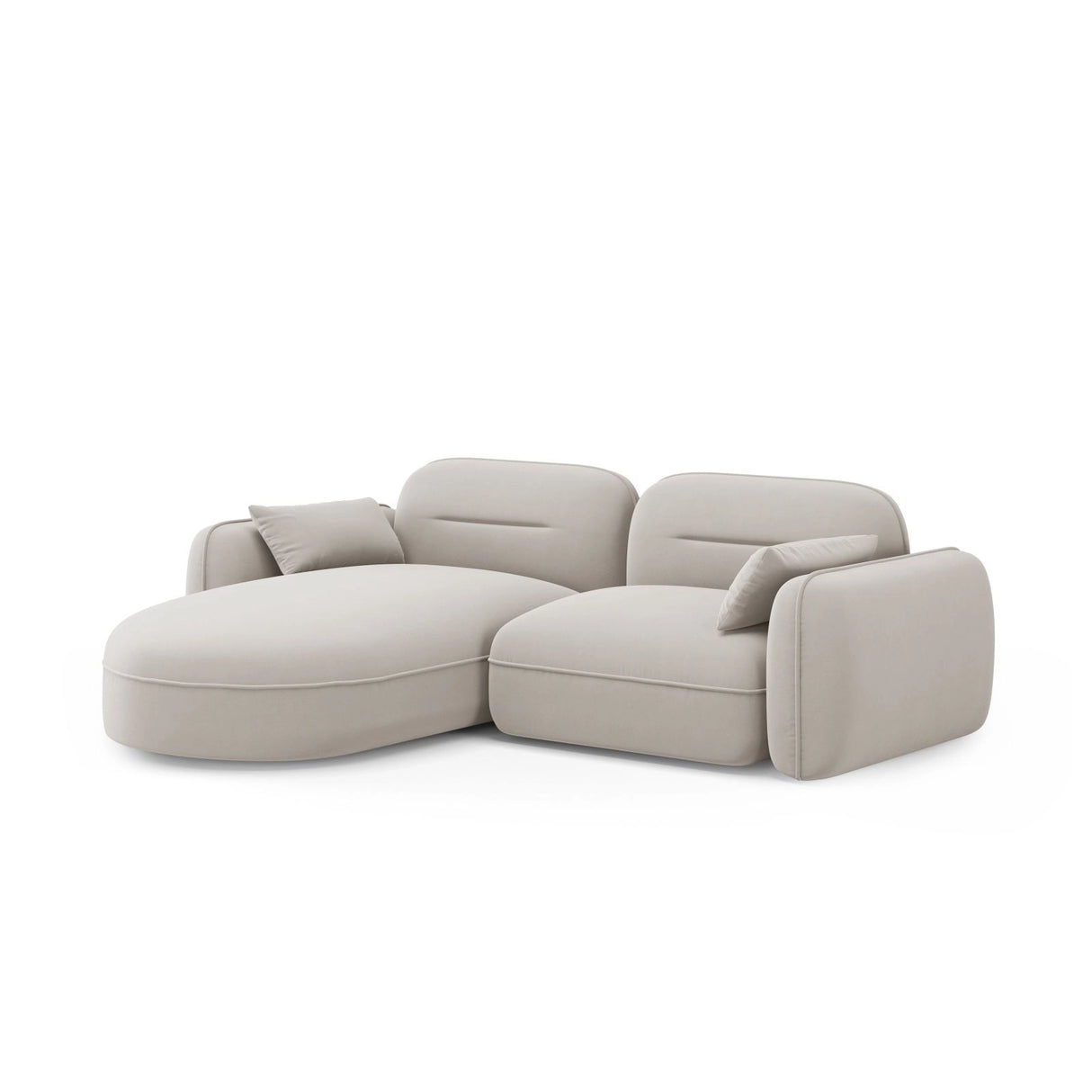 Sydney 3-Sitzer Ecksofa, Linke Seite, aus Samt in Hellbeige (Casino Pearl), 230x165x70 cm von Cosmopolitan Design – Bild 4